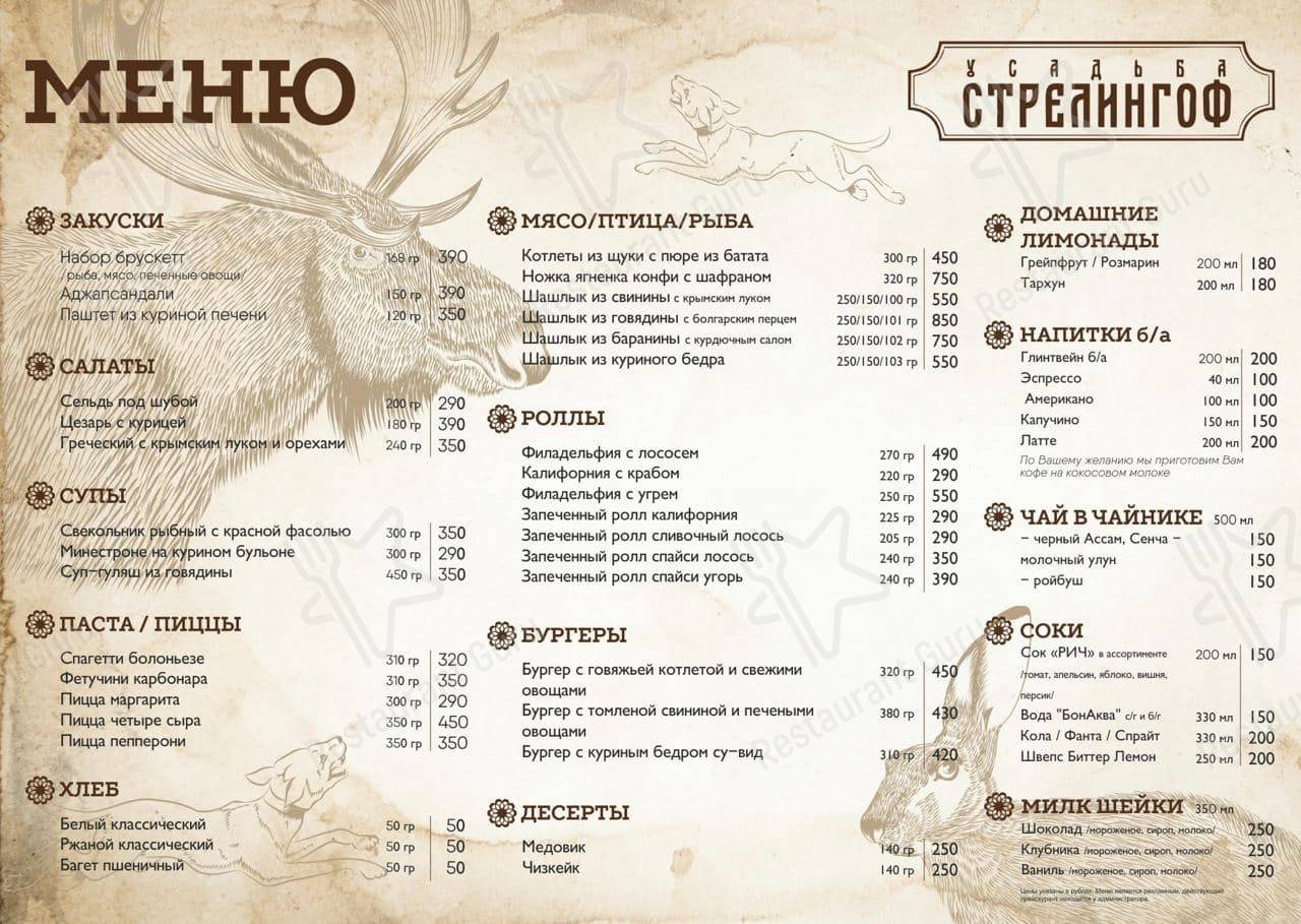 Меню для посетителей ресторана Банкетный зал ресторан 