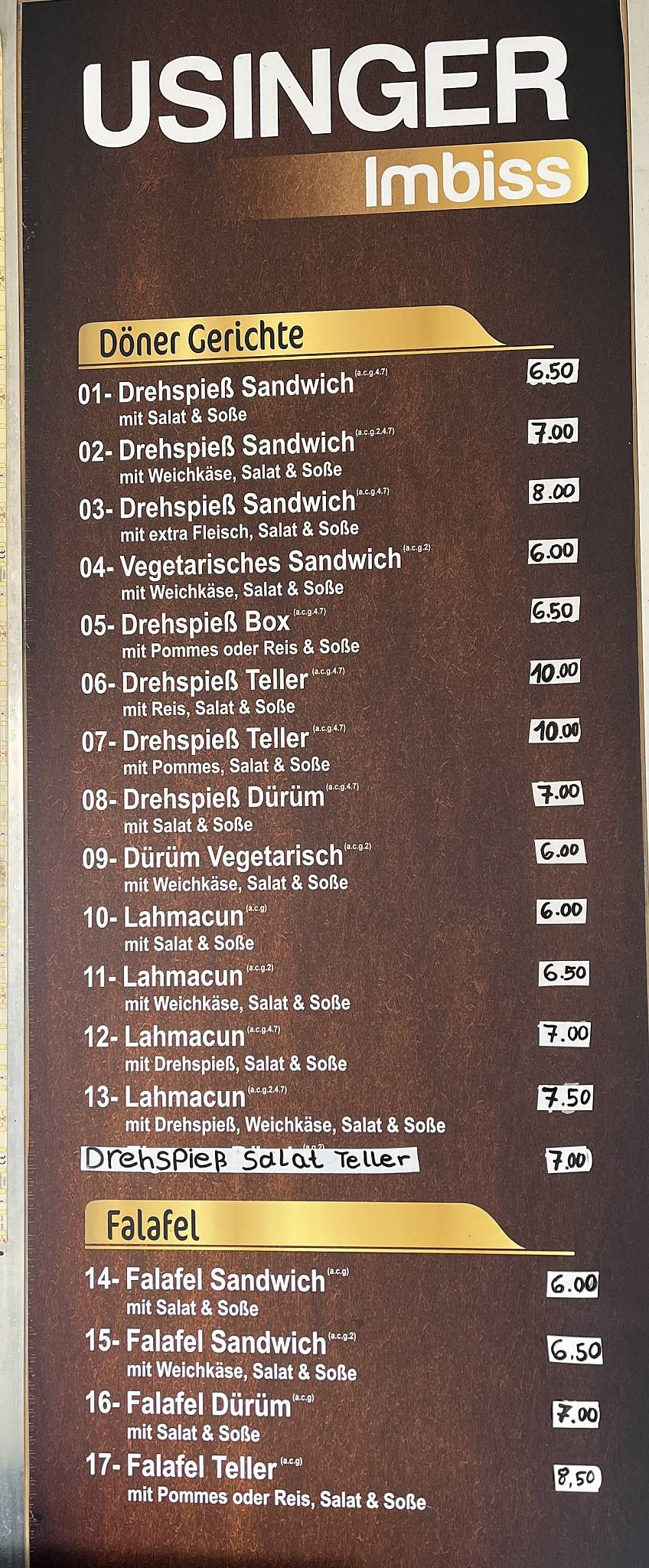 Usinger Imbiss меню