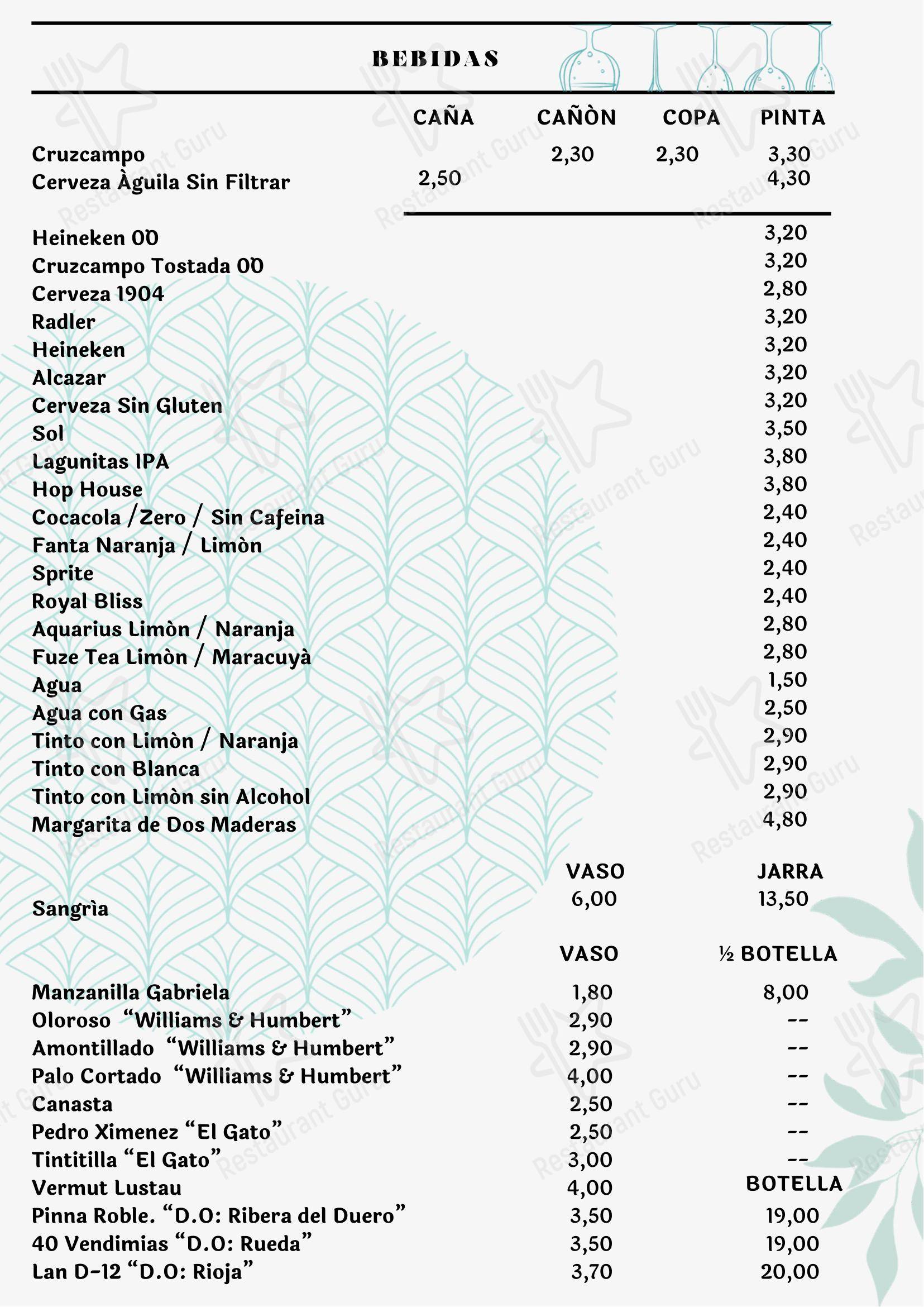 Utopia Tapas Restaurant в Роте - Меню