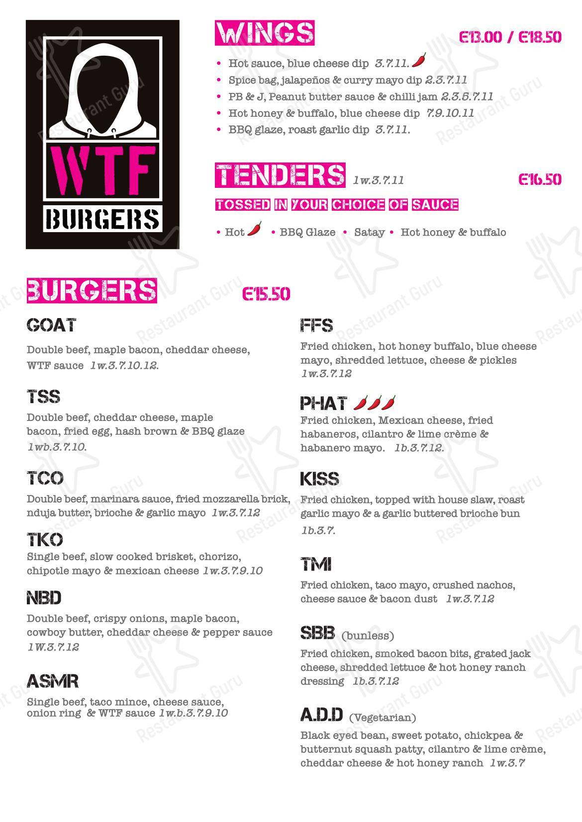 WTF Burgers в Ратоте - Меню напитков