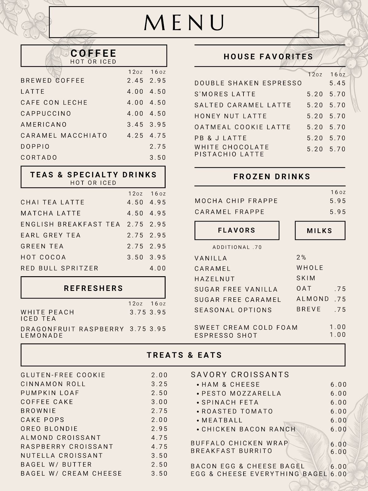 Warehouse Coffee Co. меню