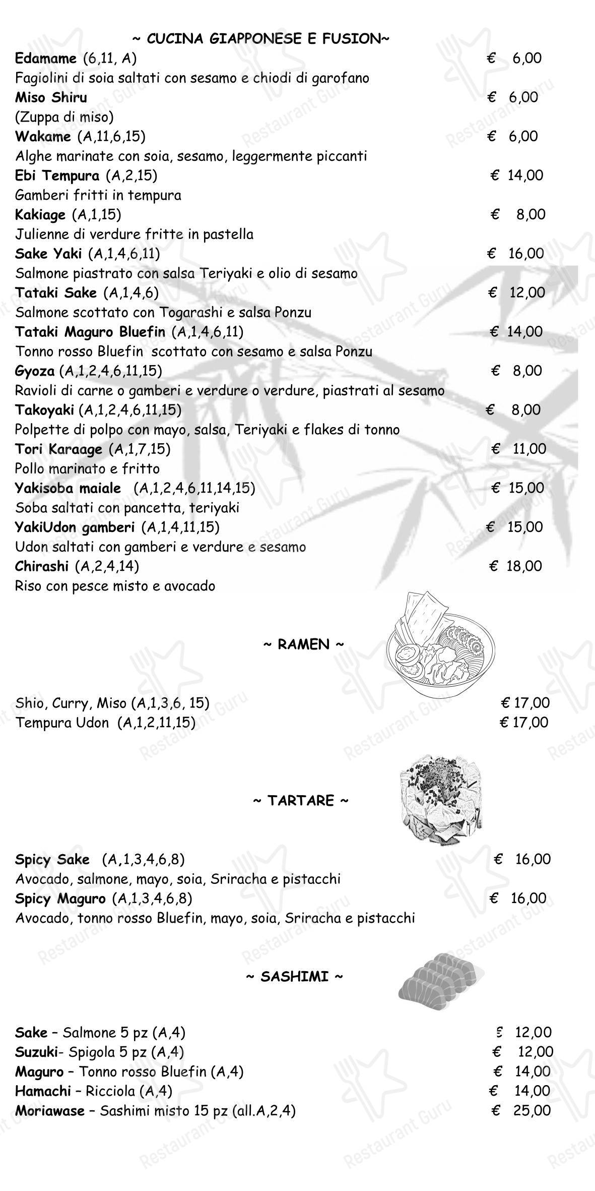 Меню ресторана Wasabi Balduina - Ristorante Giapponese - Меню