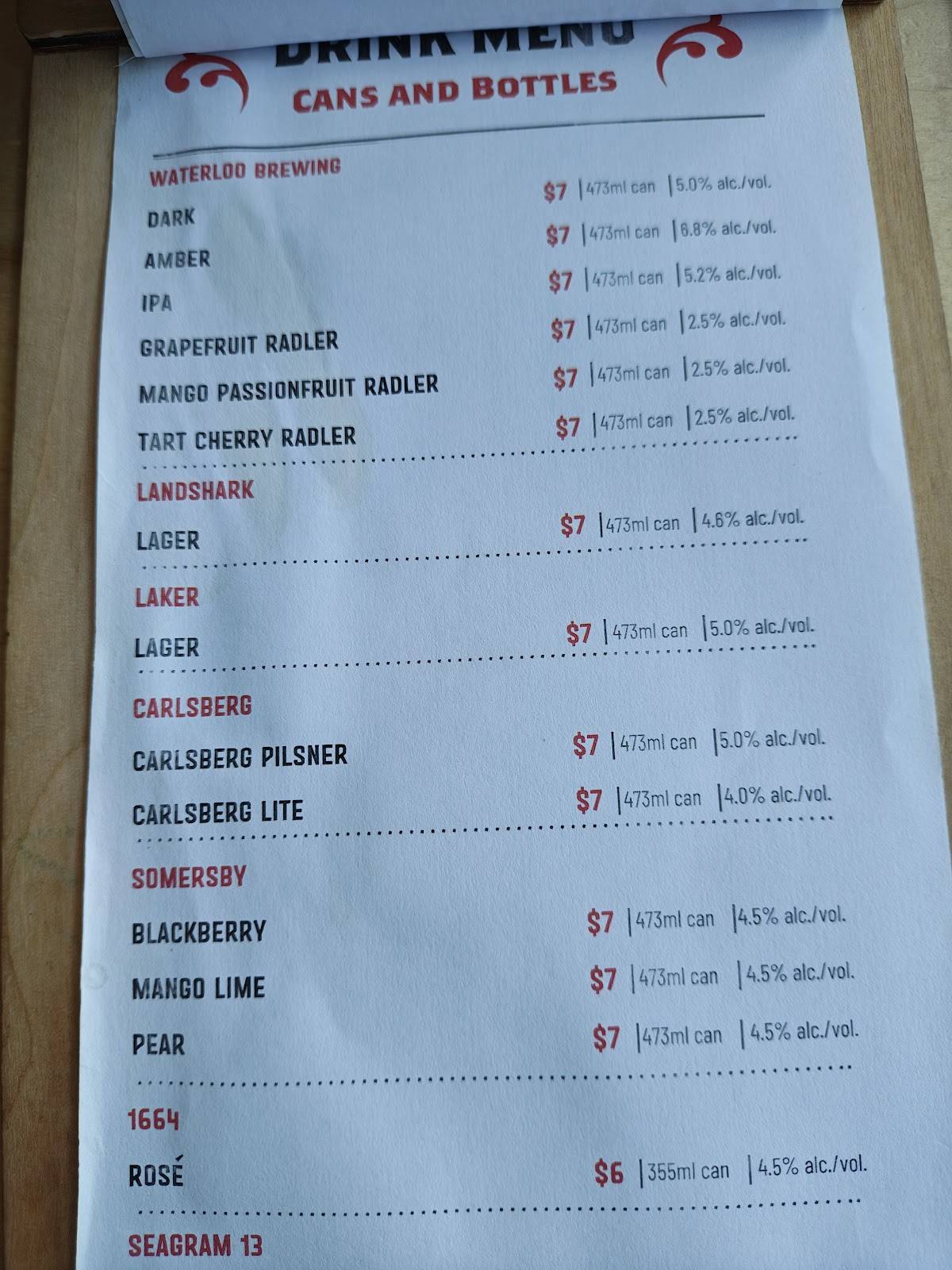 Waterloo Brewing Taphouse меню