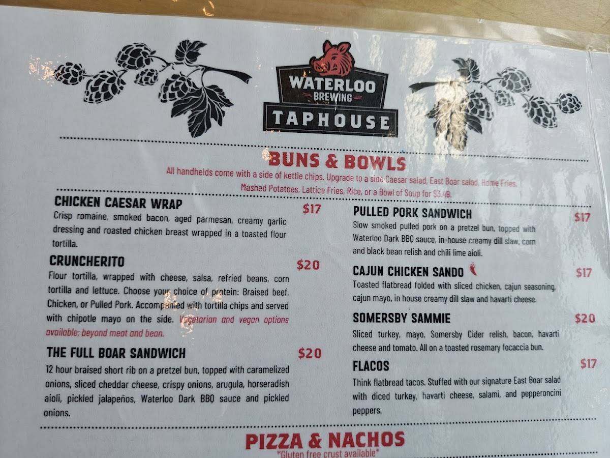 Waterloo Brewing Taphouse меню