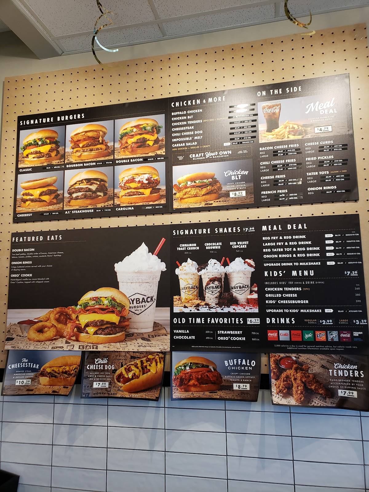 Wayback Burgers меню