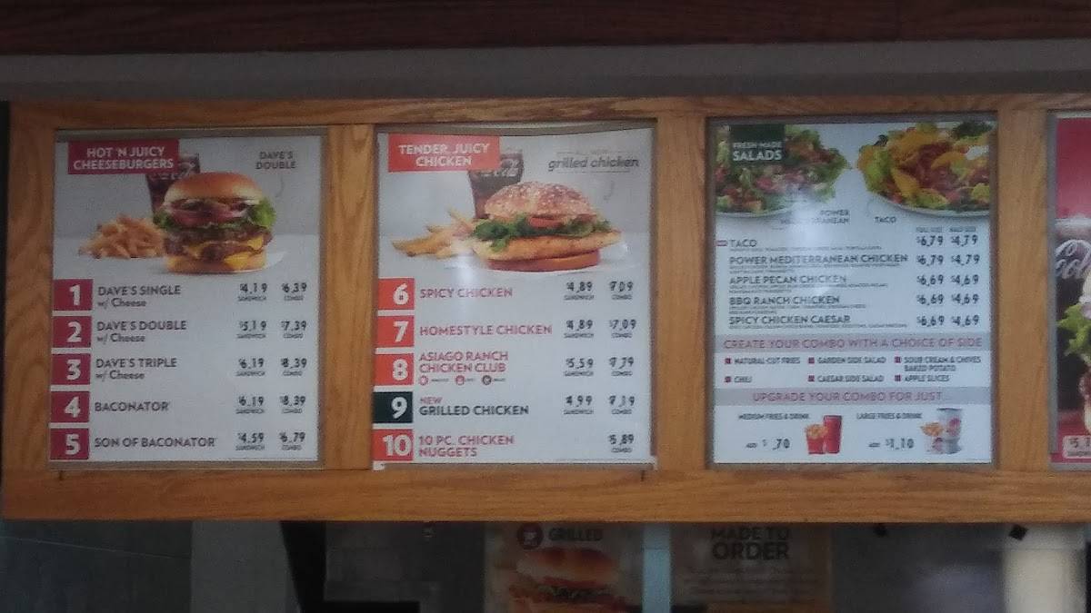 Wendy's меню