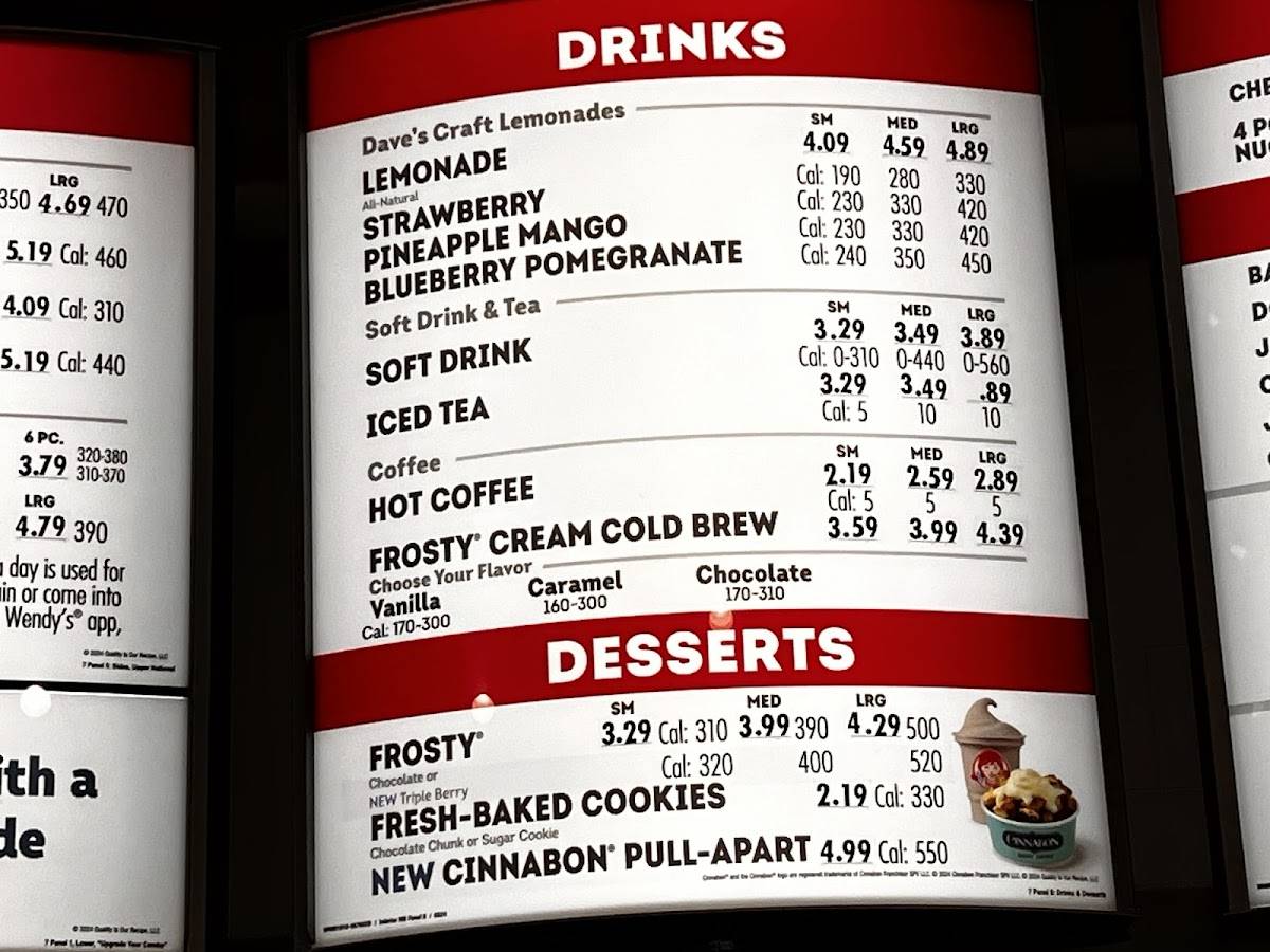 Wendy's меню