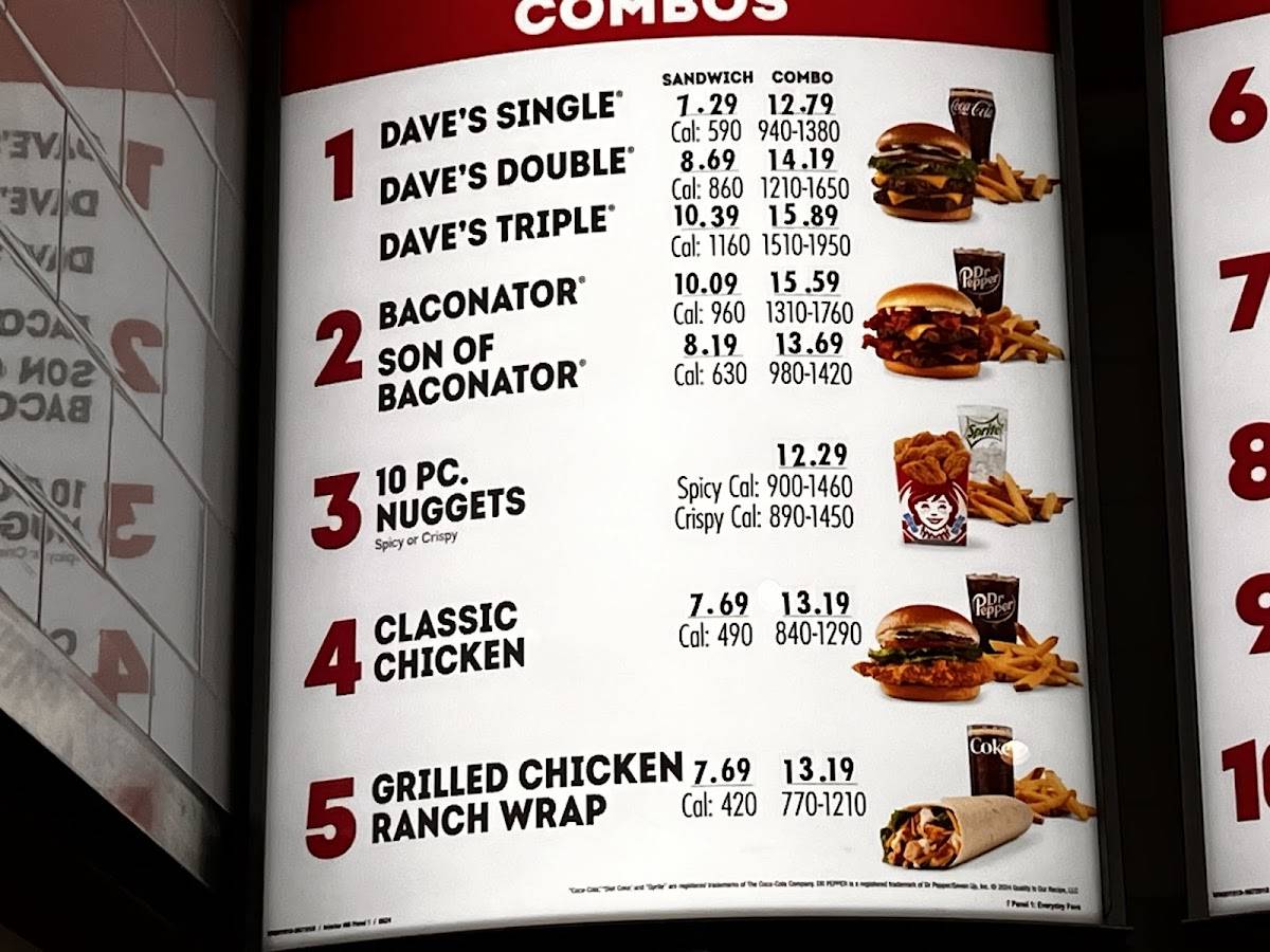 Wendy's меню