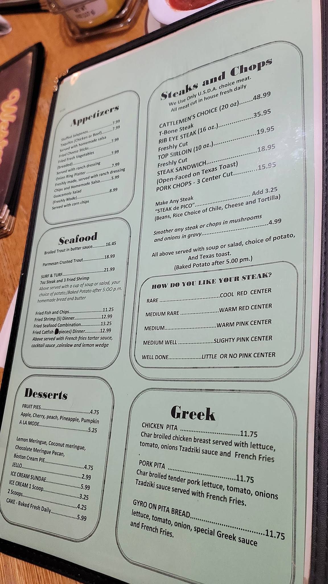 Western View Steak Diner and House меню