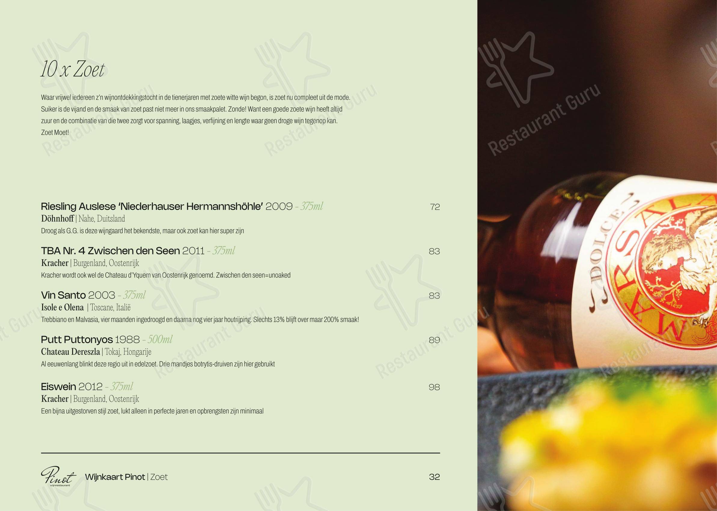 Wijnrestaurant Pinot в Бреде - Меню напитков
