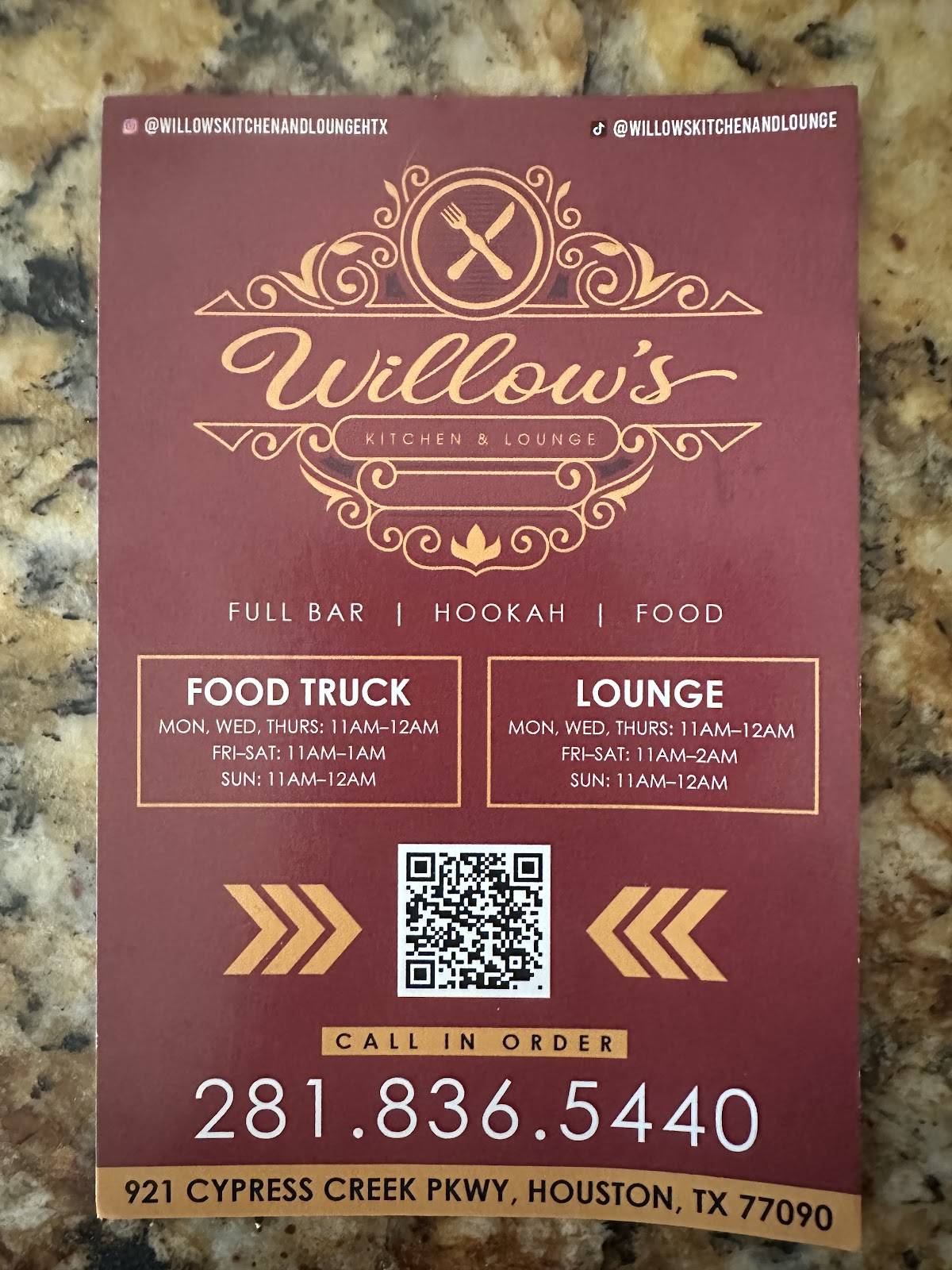 Willow's меню