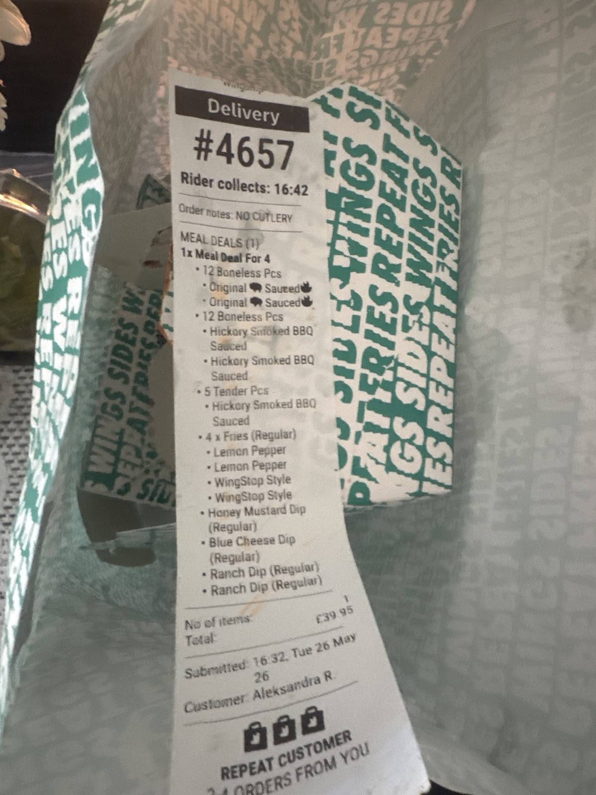 Wingstop Basildon меню
