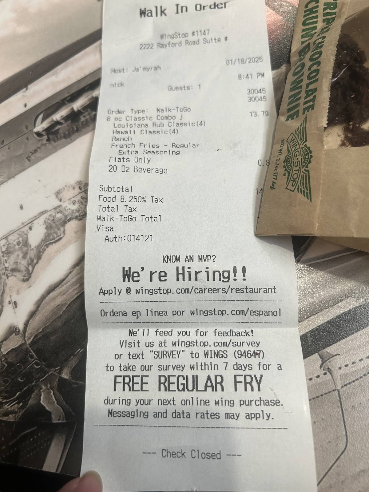 Wingstop меню