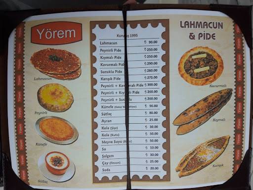 Yörem Pide меню