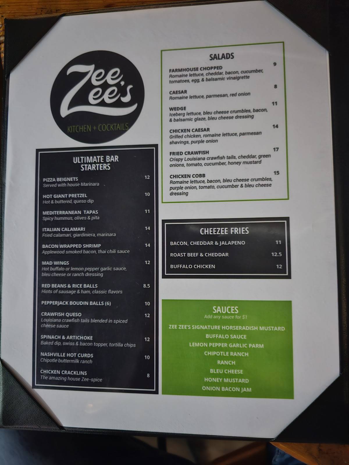 Zee Zees меню
