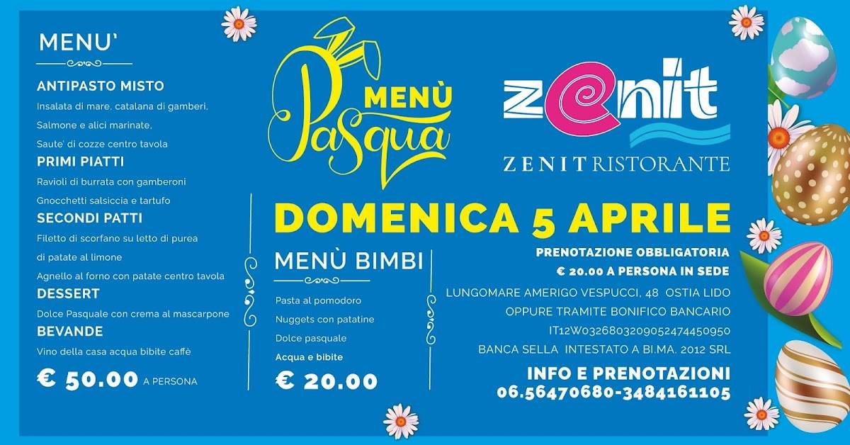 Zenit restaurant Ostia меню