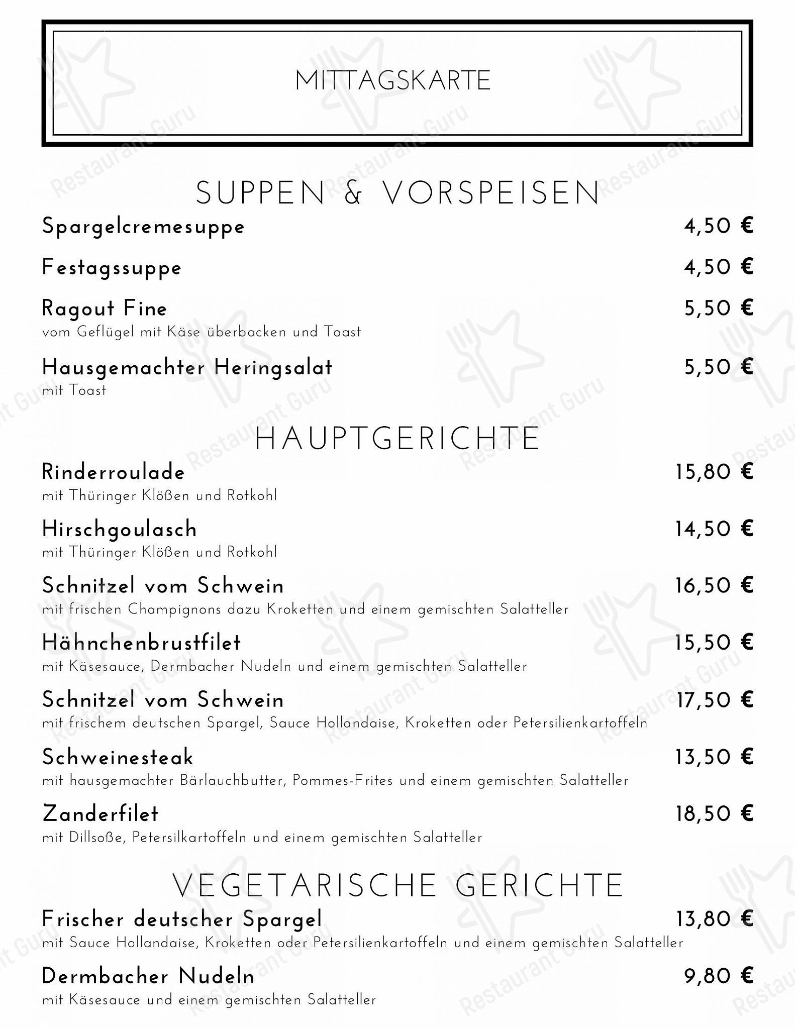 Group Booking Menu кафе Hotel & Gaststätte Zum Rhönpaulus в Дермбахе