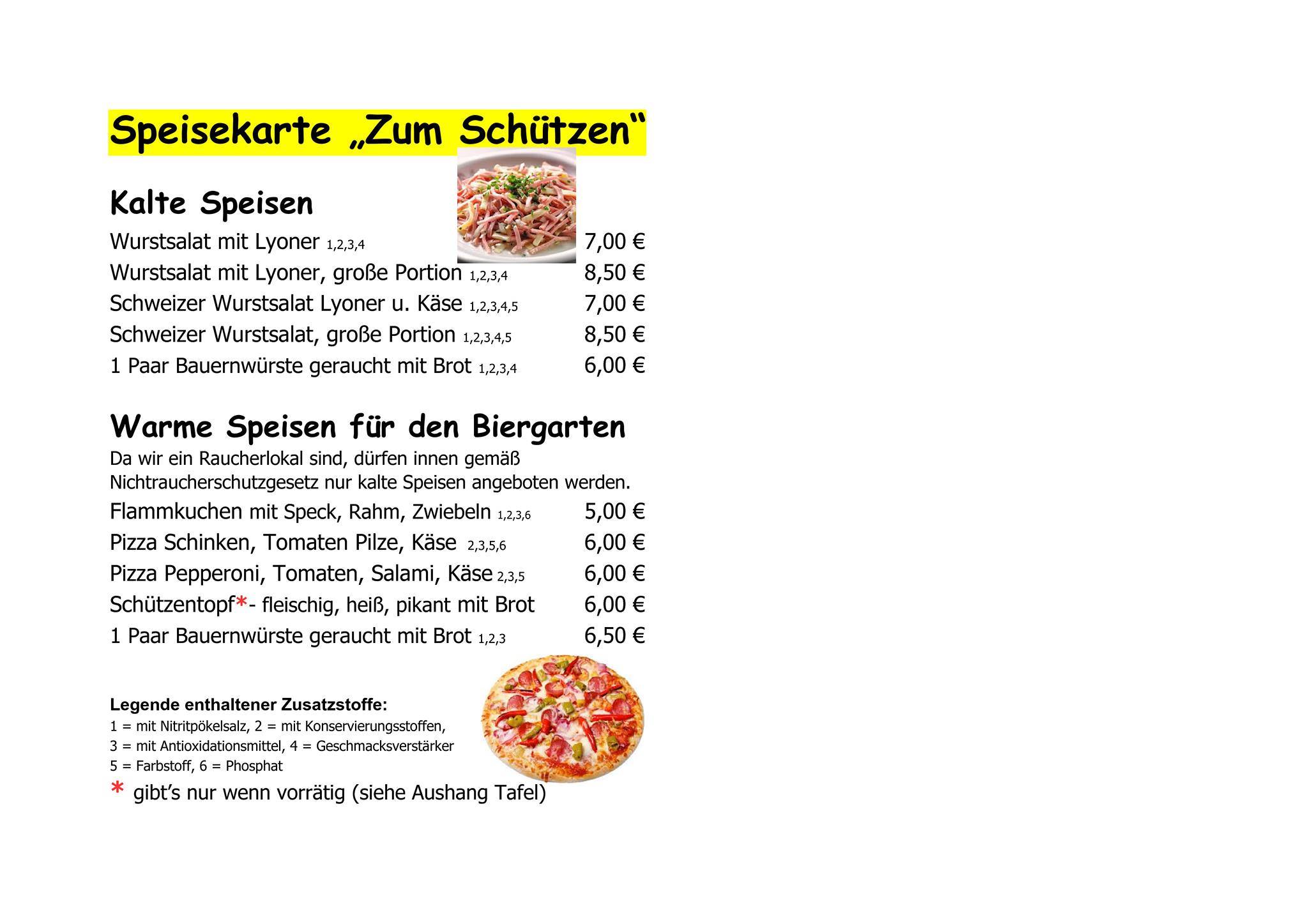 Zum Schützen меню