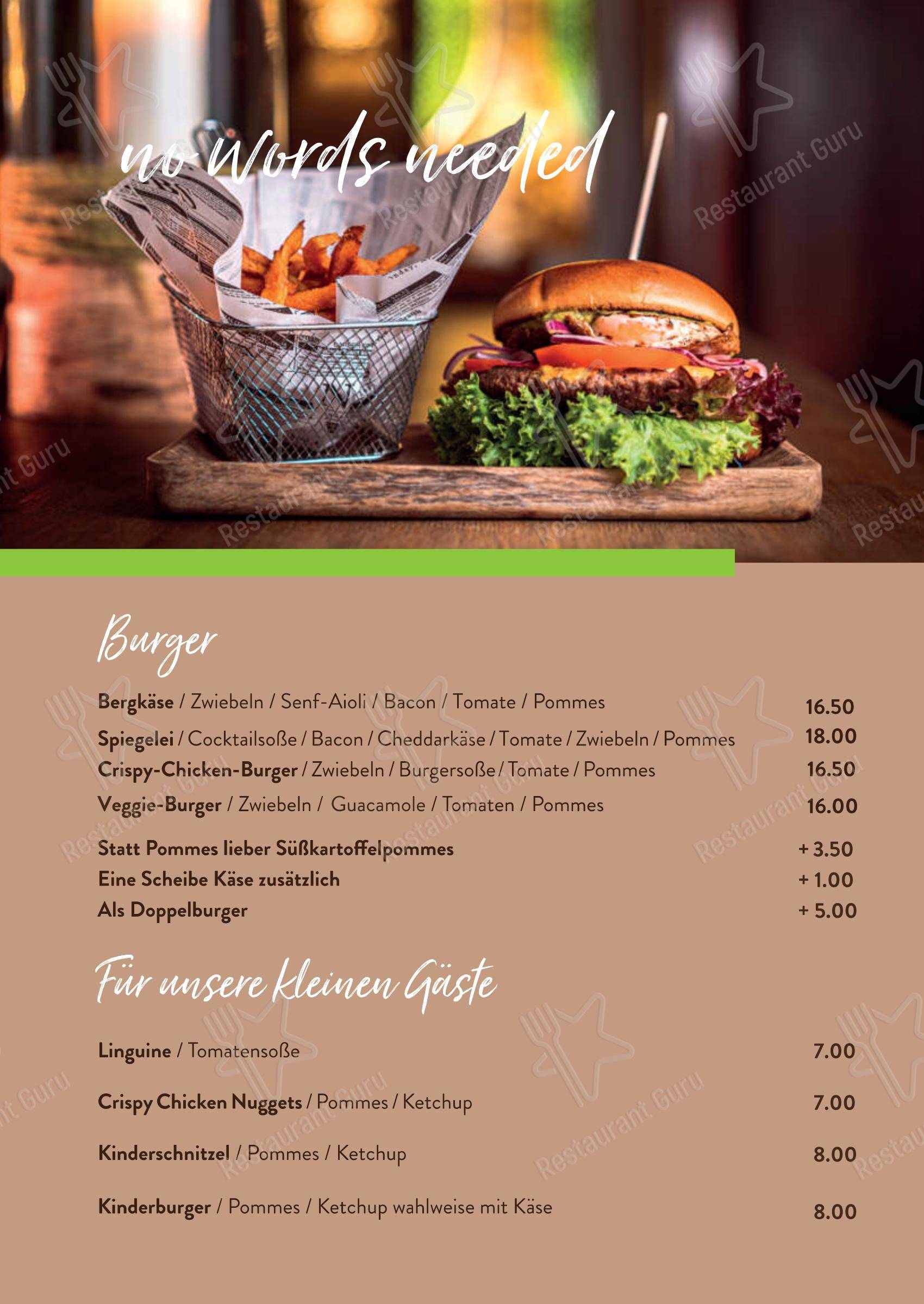Меню напитков паба и бара avocado restaurant в Раштатте