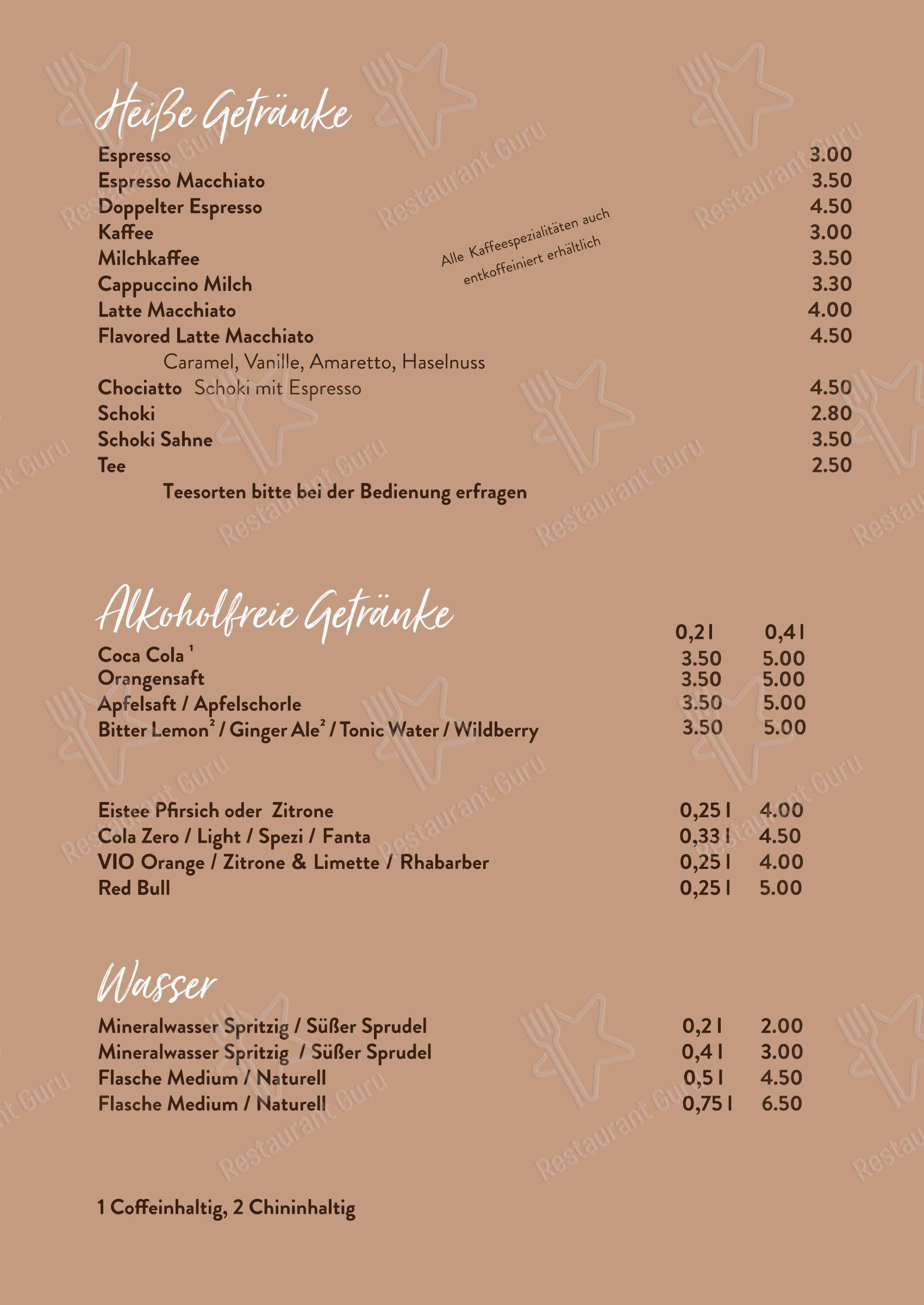 avocado restaurant в Раштатте - Меню напитков