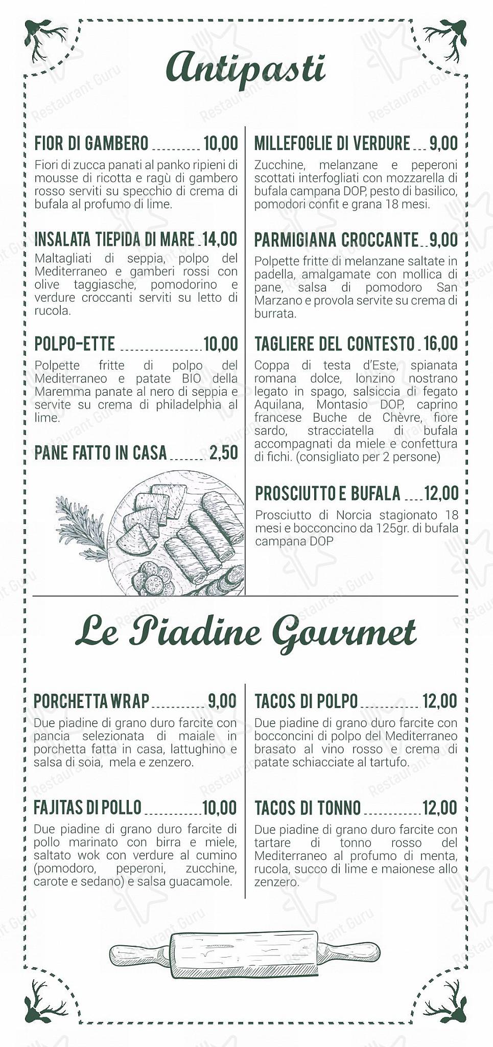 OUR MENU ресторана Contesto Urbano