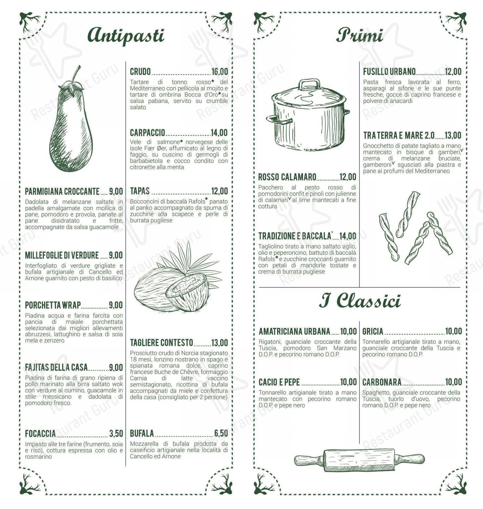 Contesto Urbano в Риме - OUR MENU