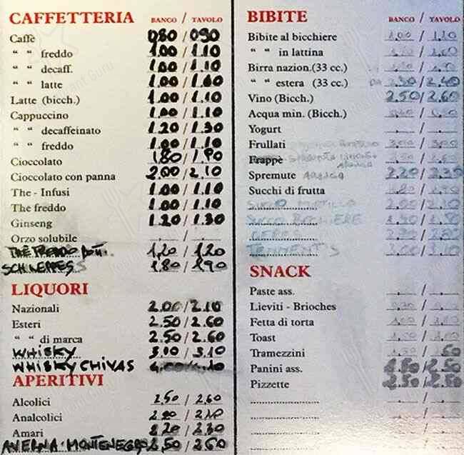 Bar Maddì меню