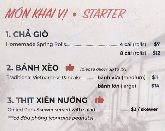 Saigon Xua меню