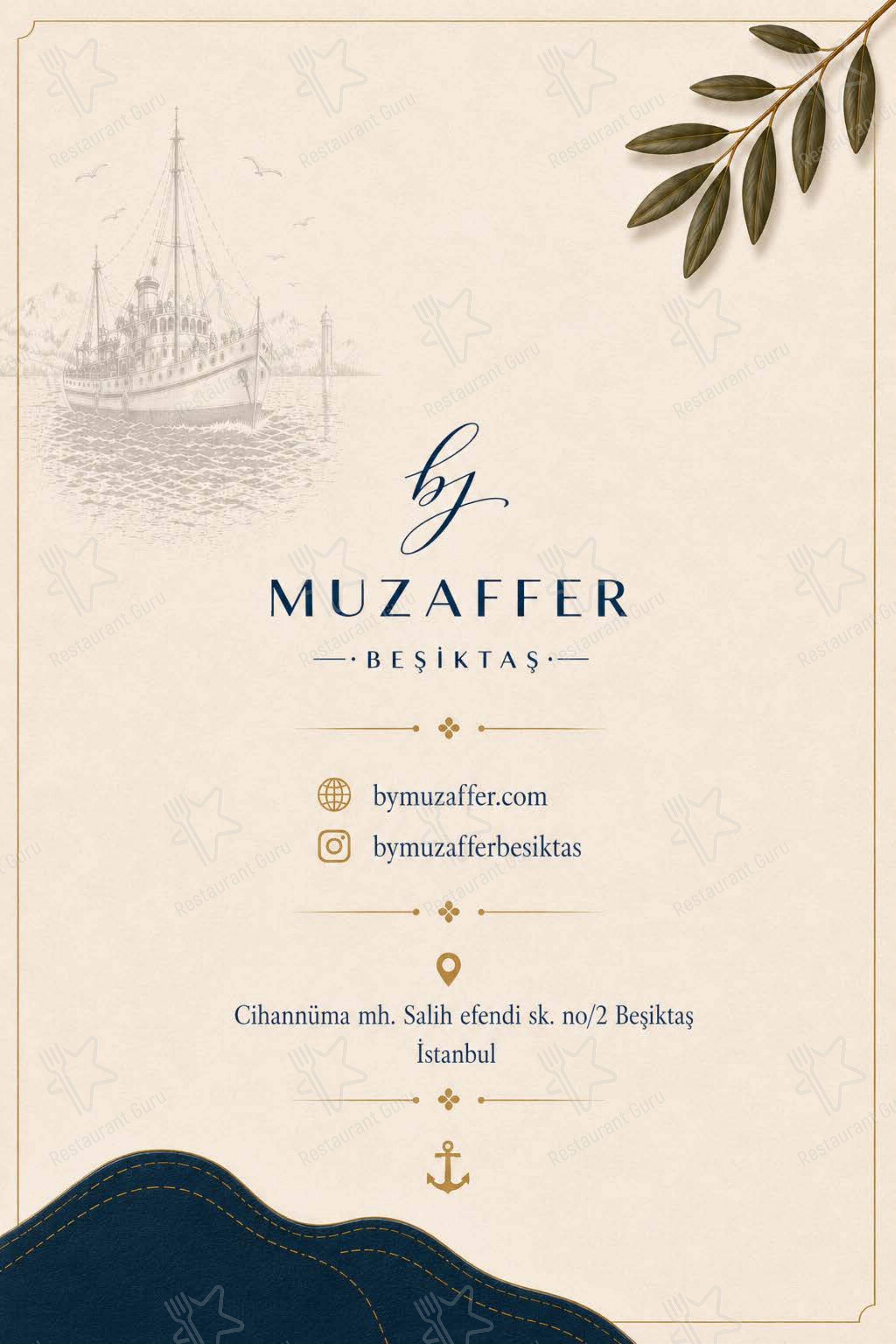Меню ресторана Bymuzaffer Beşiktaş в Стамбуле