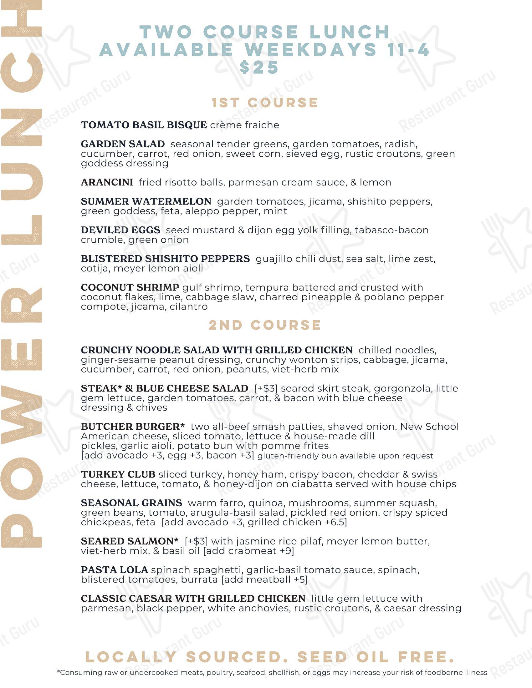 Dinner Menu ресторана Daily Gather