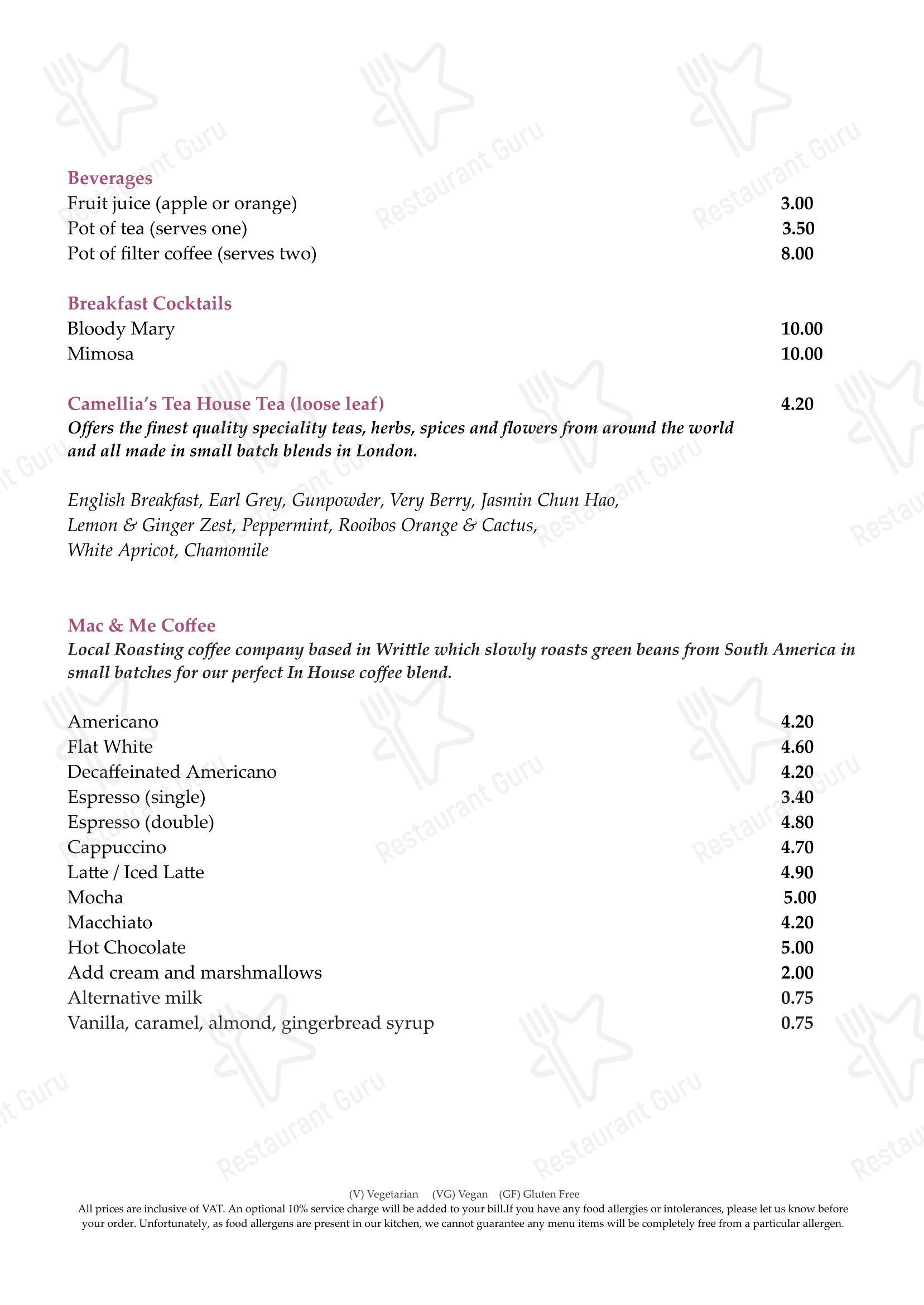 Меню ресторана Downham Hall - Breakfast Menu