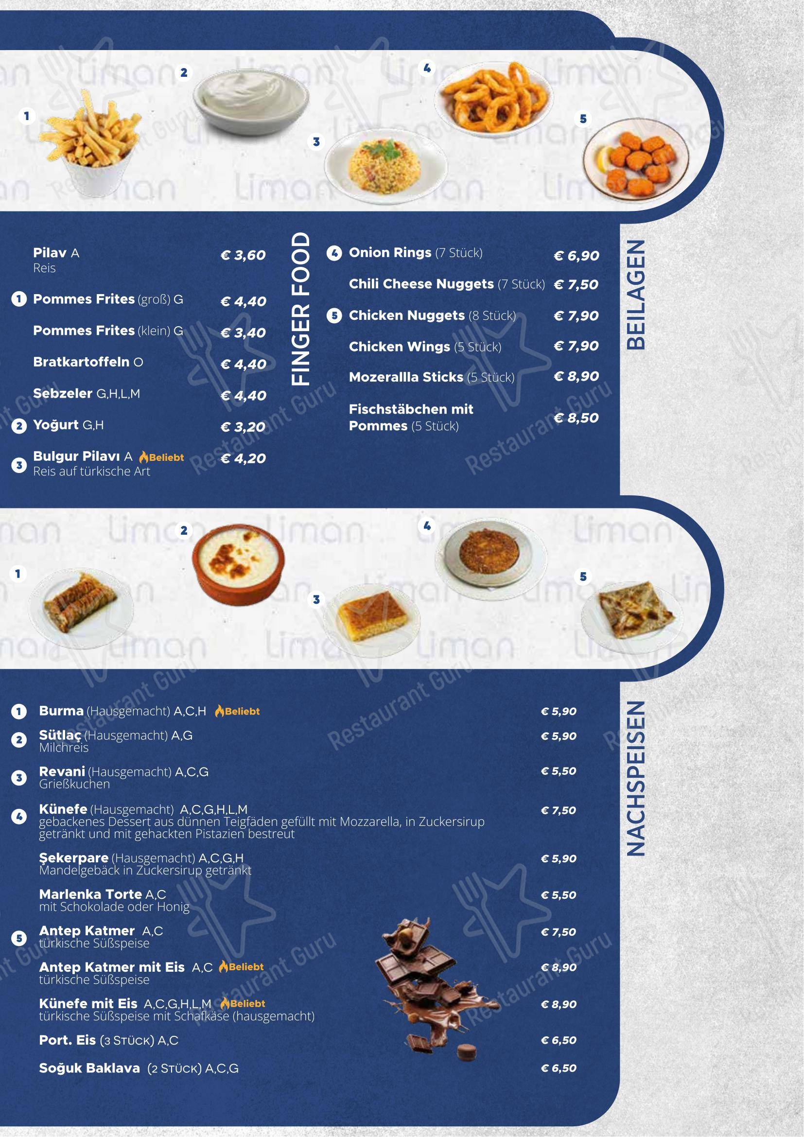 Меню напитков ресторана Liman Restaurant Wien в Вене