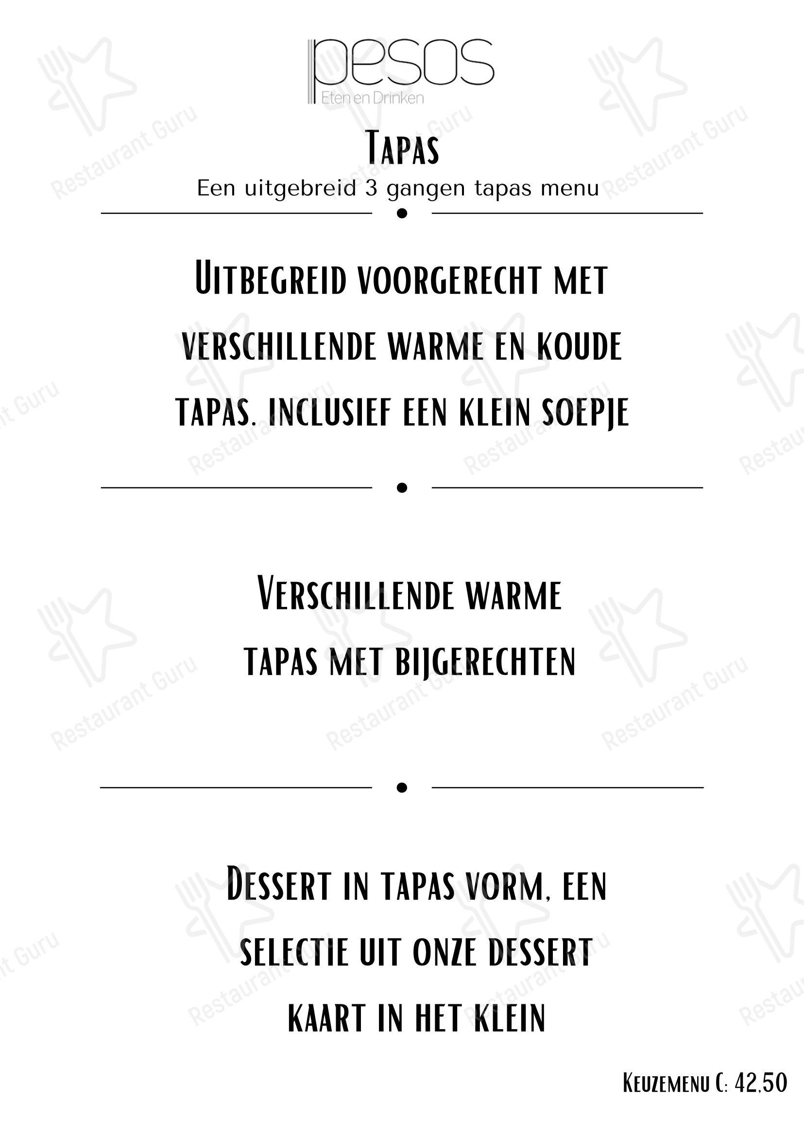 Lunch Menu ресторана Pesos Food and Drink в Астен