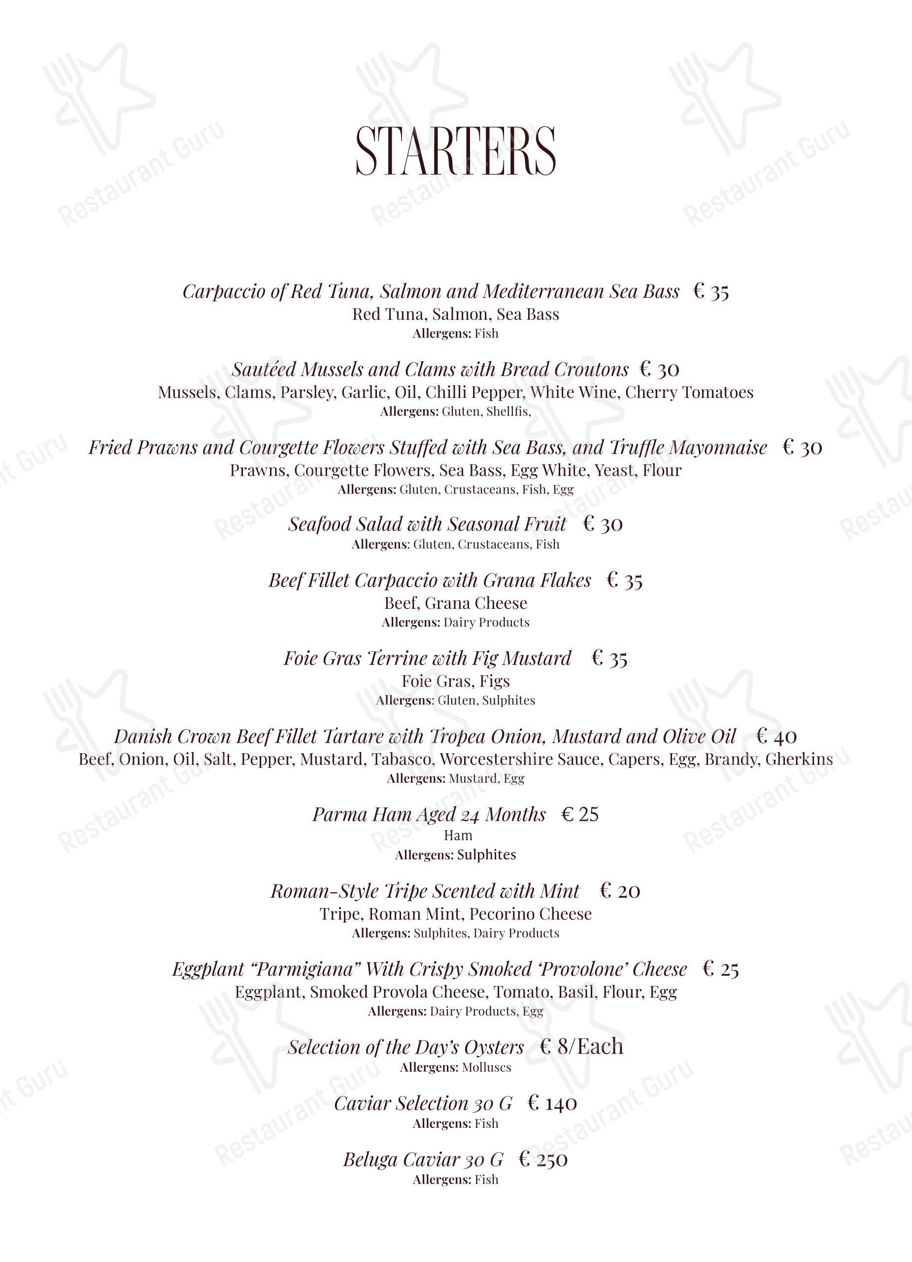 Меню для посетителей ресторана Ristorante Camponeschi