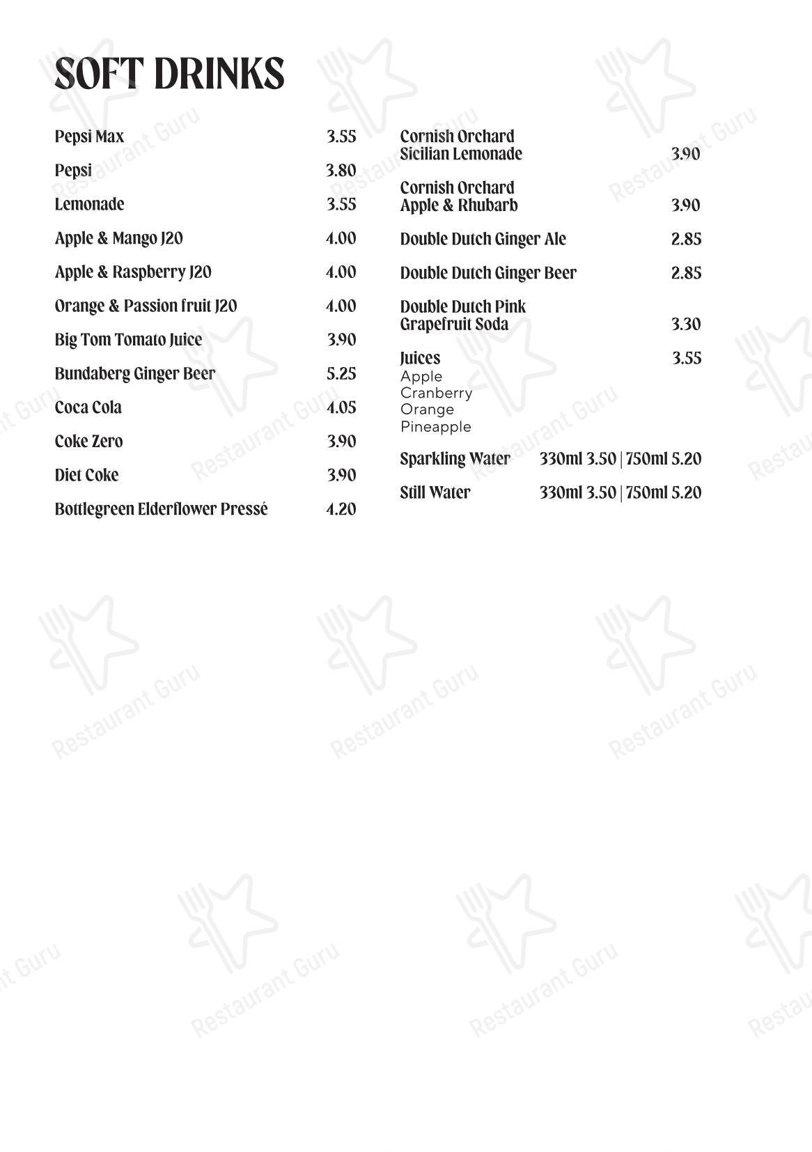 Catering Menu паба и бара The George Inn