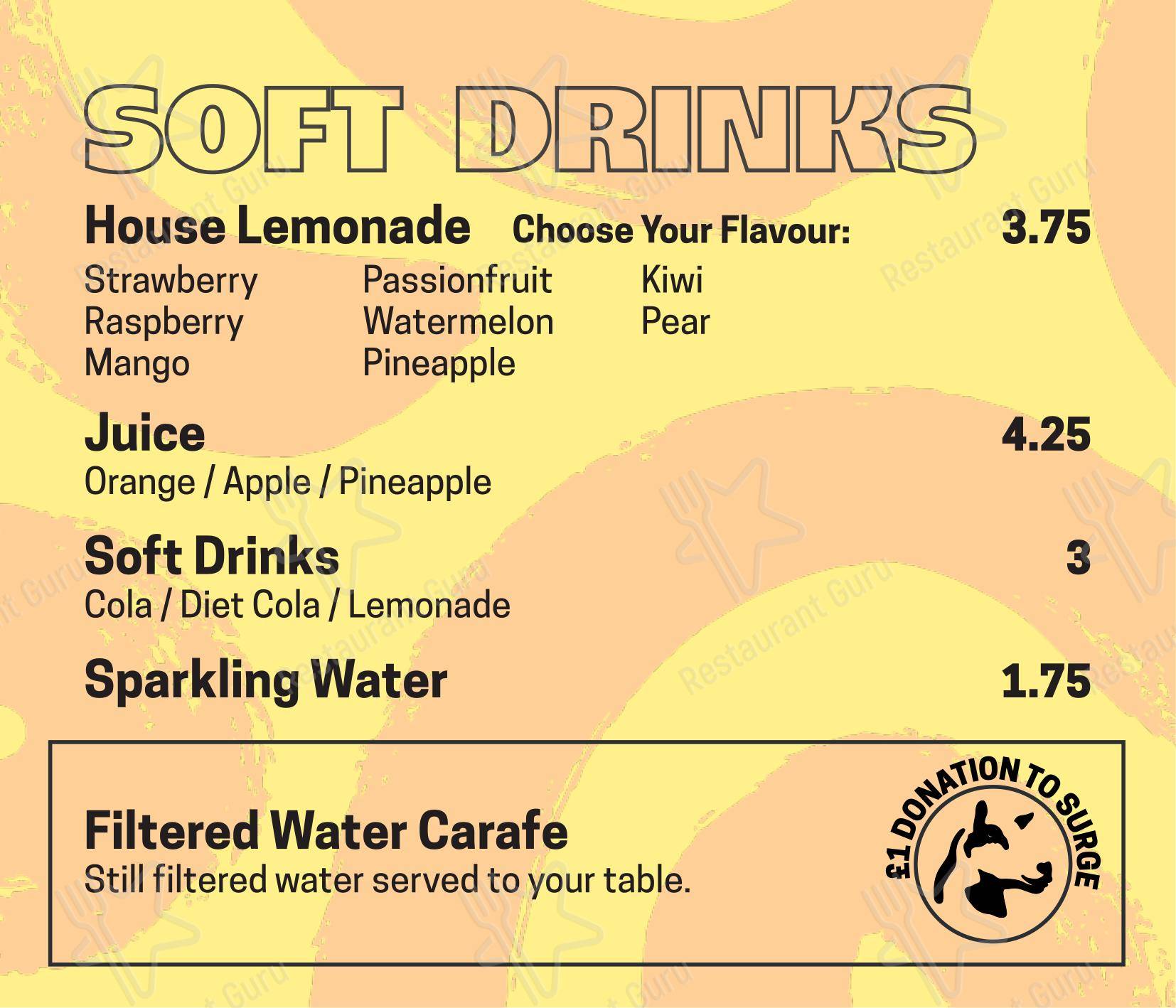 Unity Diner в Лондоне - Dinner Menu