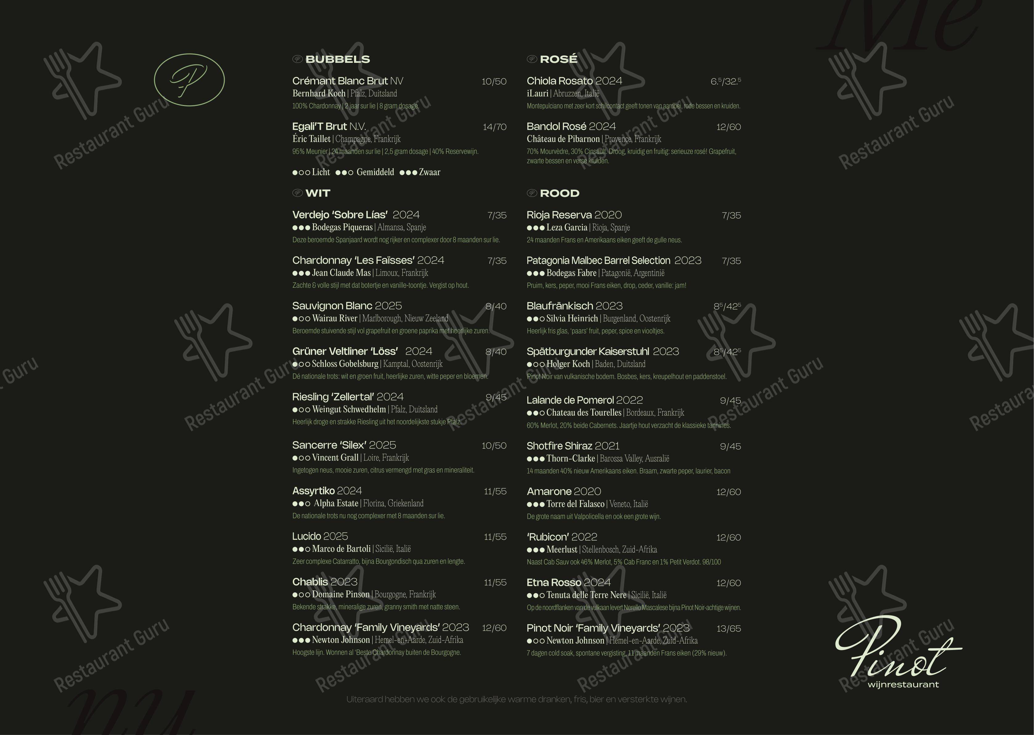 Крафт меню паба и бара Wijnrestaurant Pinot в Бреде