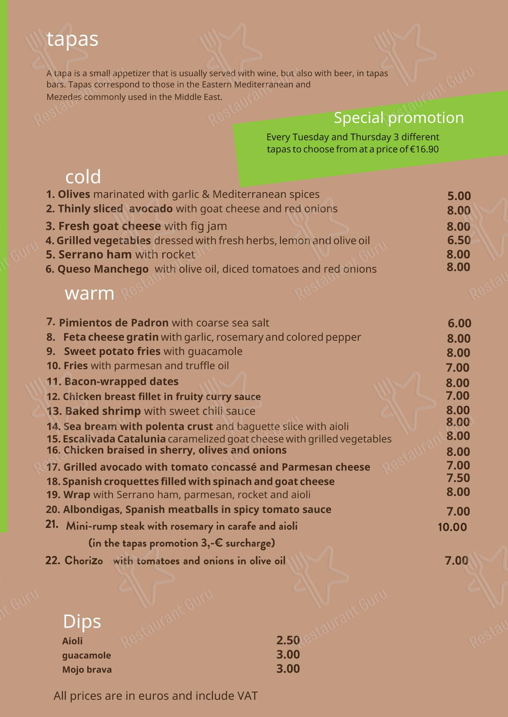 Меню паба и бара avocado restaurant - 菜单
