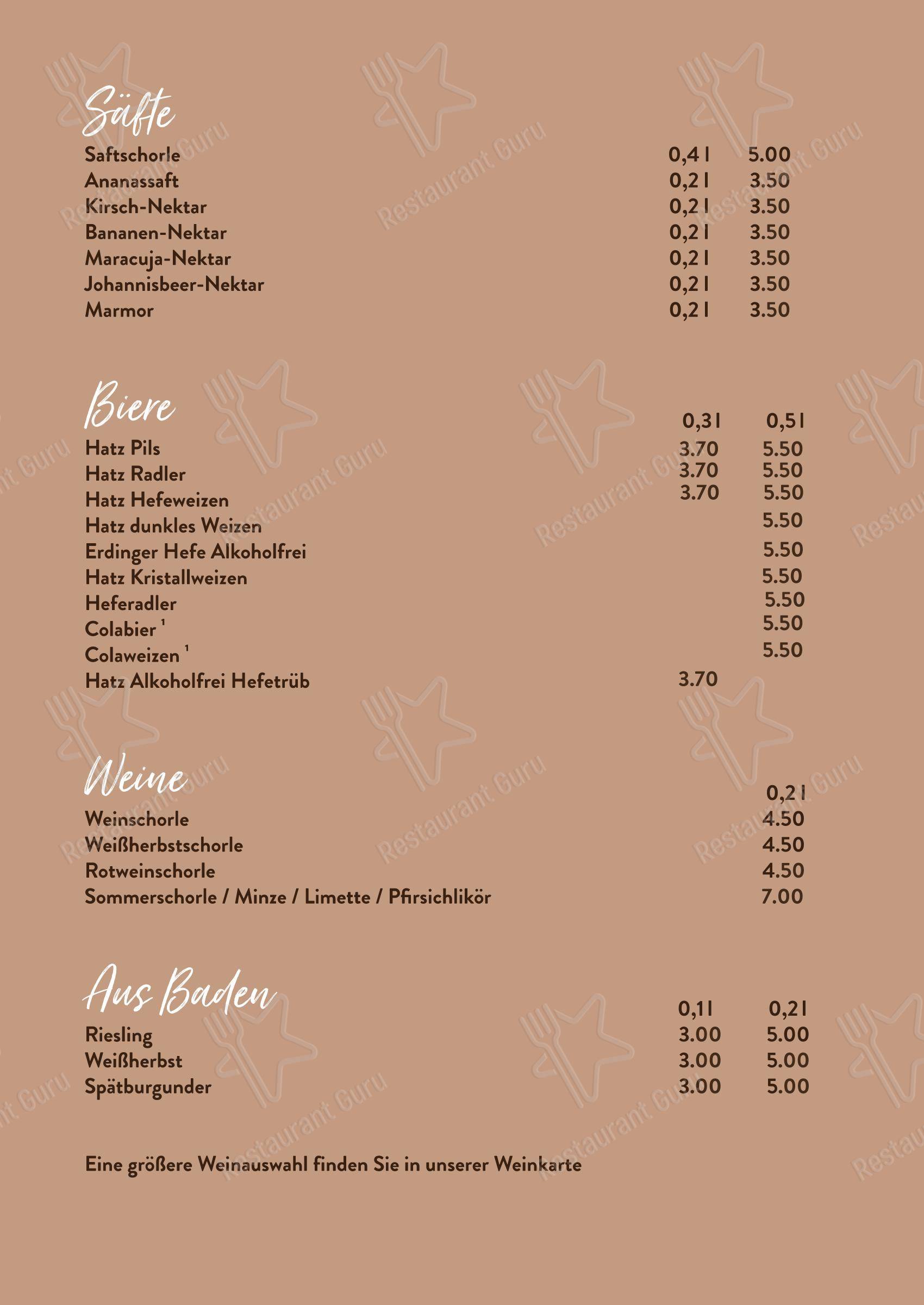 Меню напитков паба и бара avocado restaurant