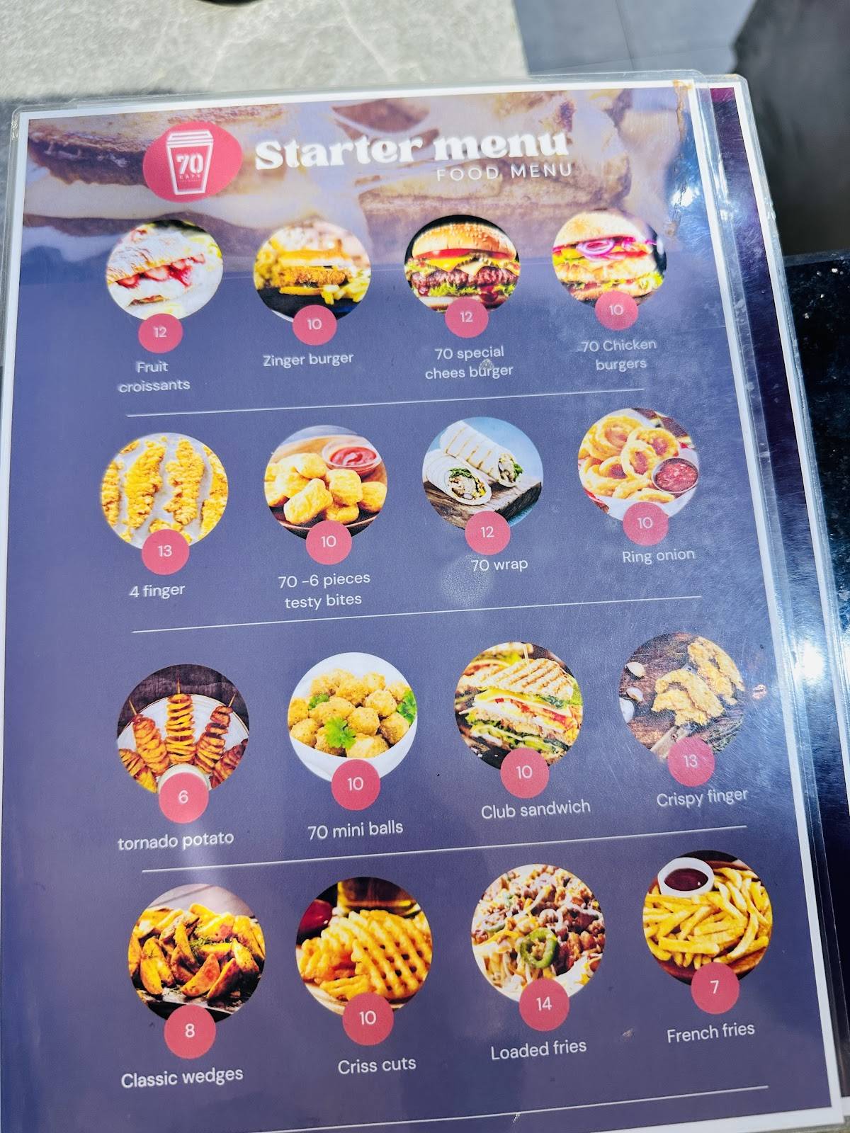 70 cafe меню