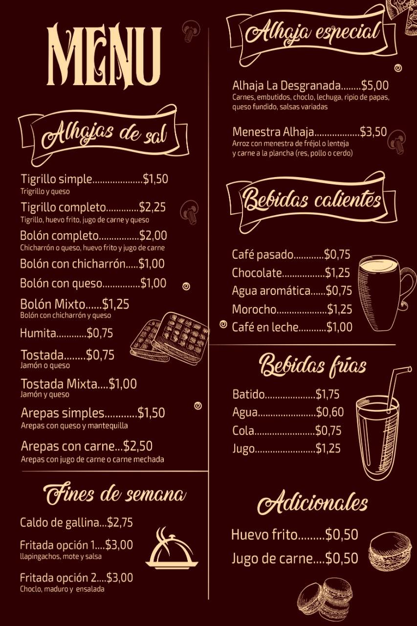ALHAJA Cafetería меню