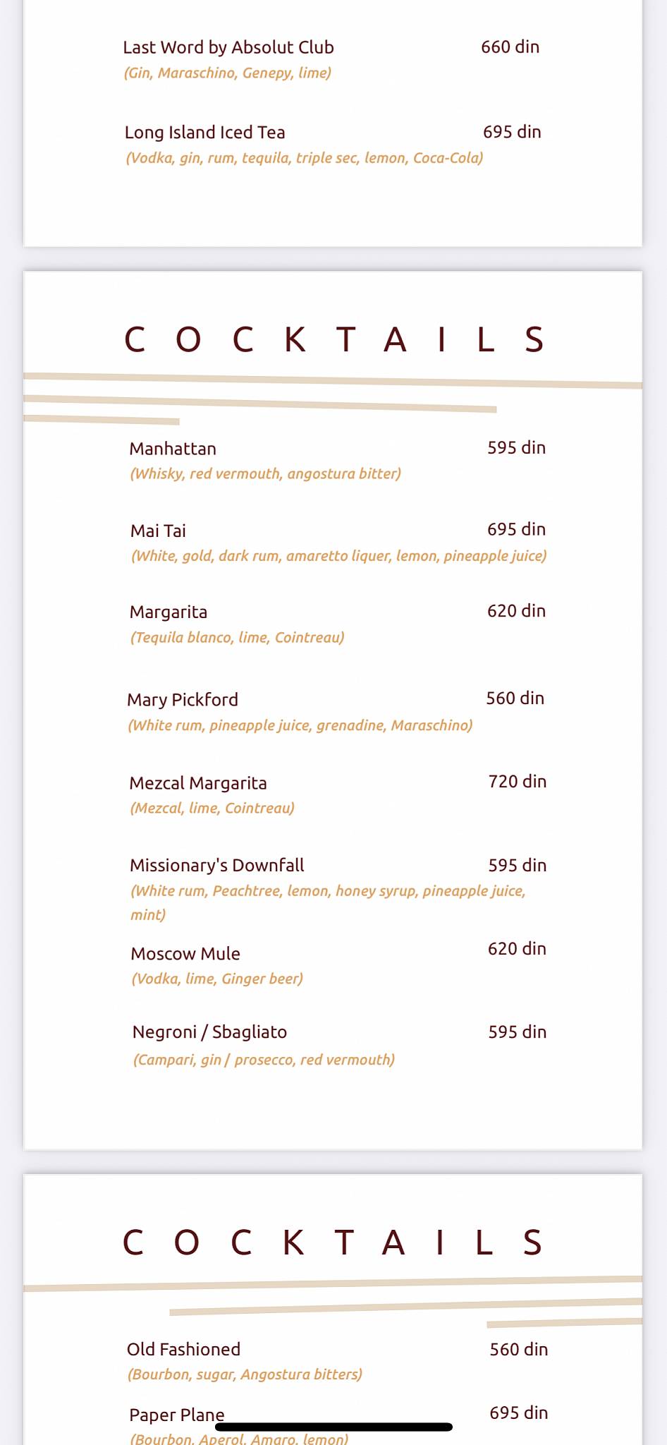 Poslovni Salon Novi Sad меню