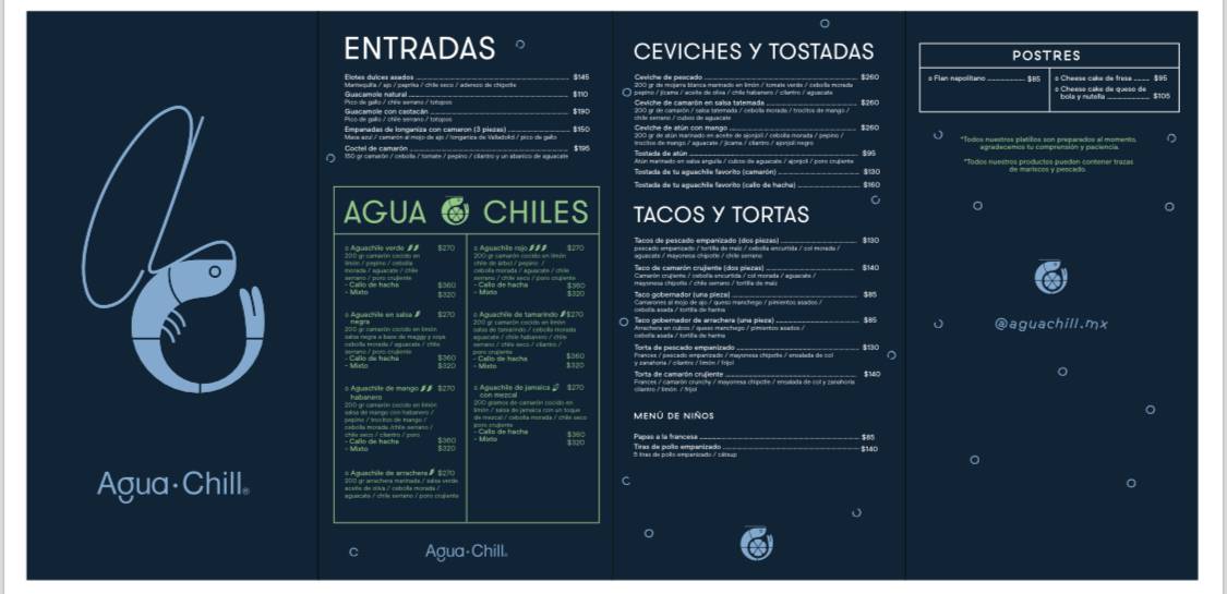 Agua•Chill меню