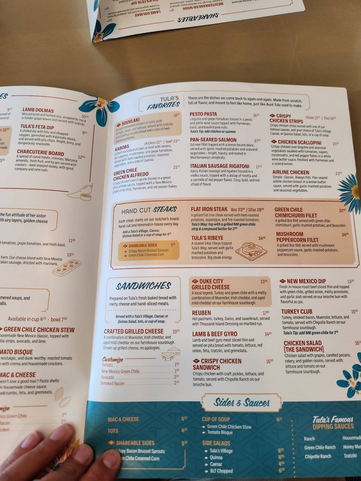Tula's Kitchen меню
