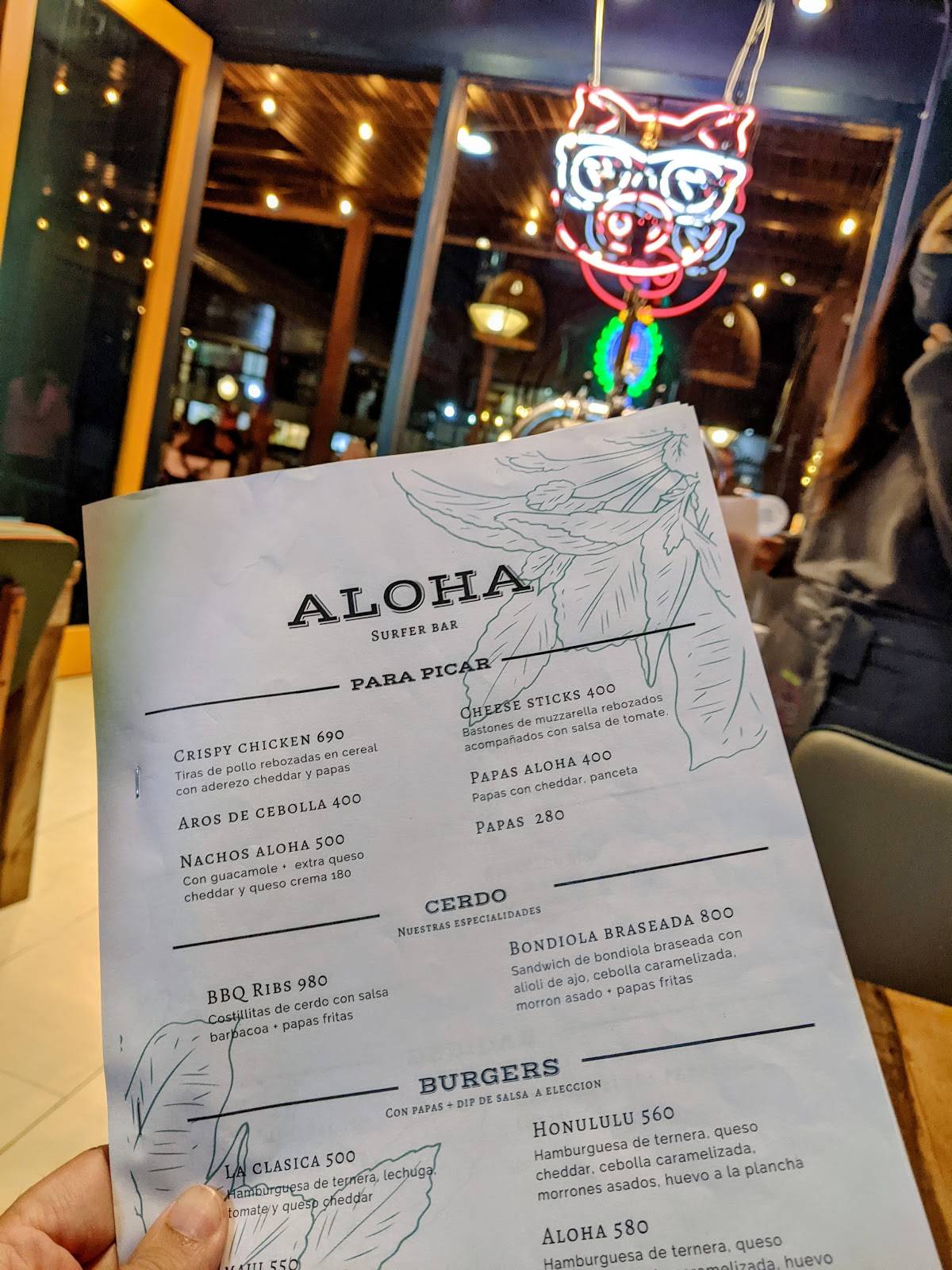 Aloha Pinamar меню