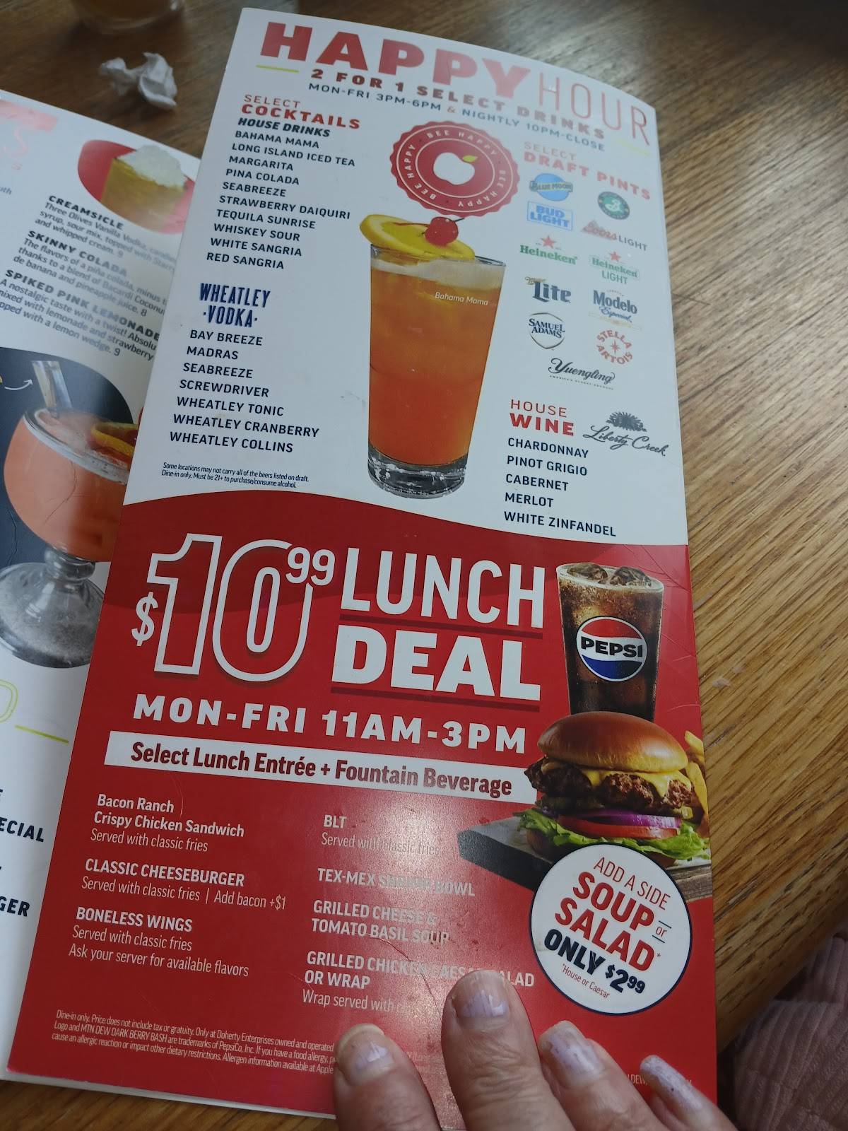 Applebee's Grill + Bar меню