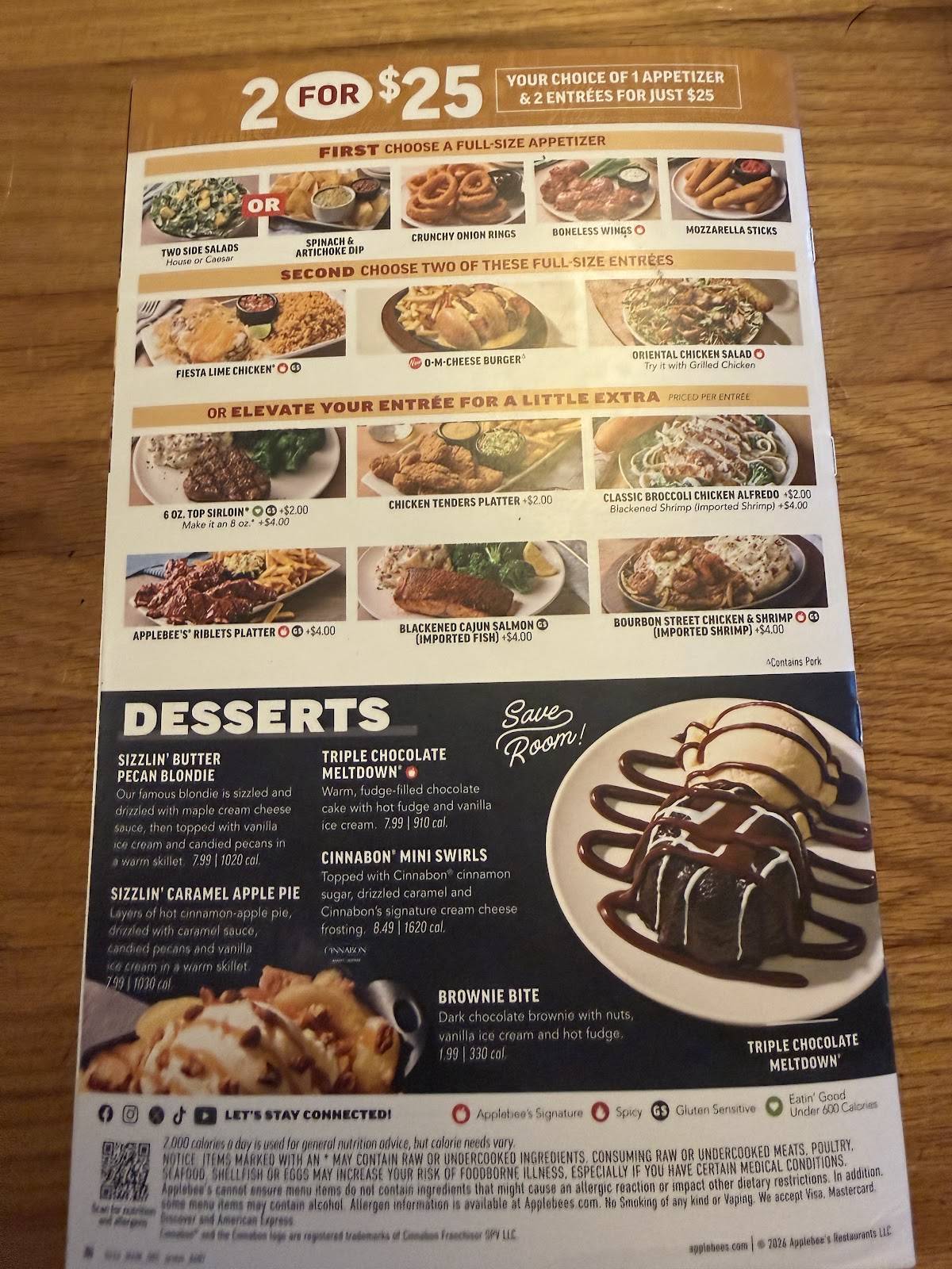 Applebee's Grill + Bar меню