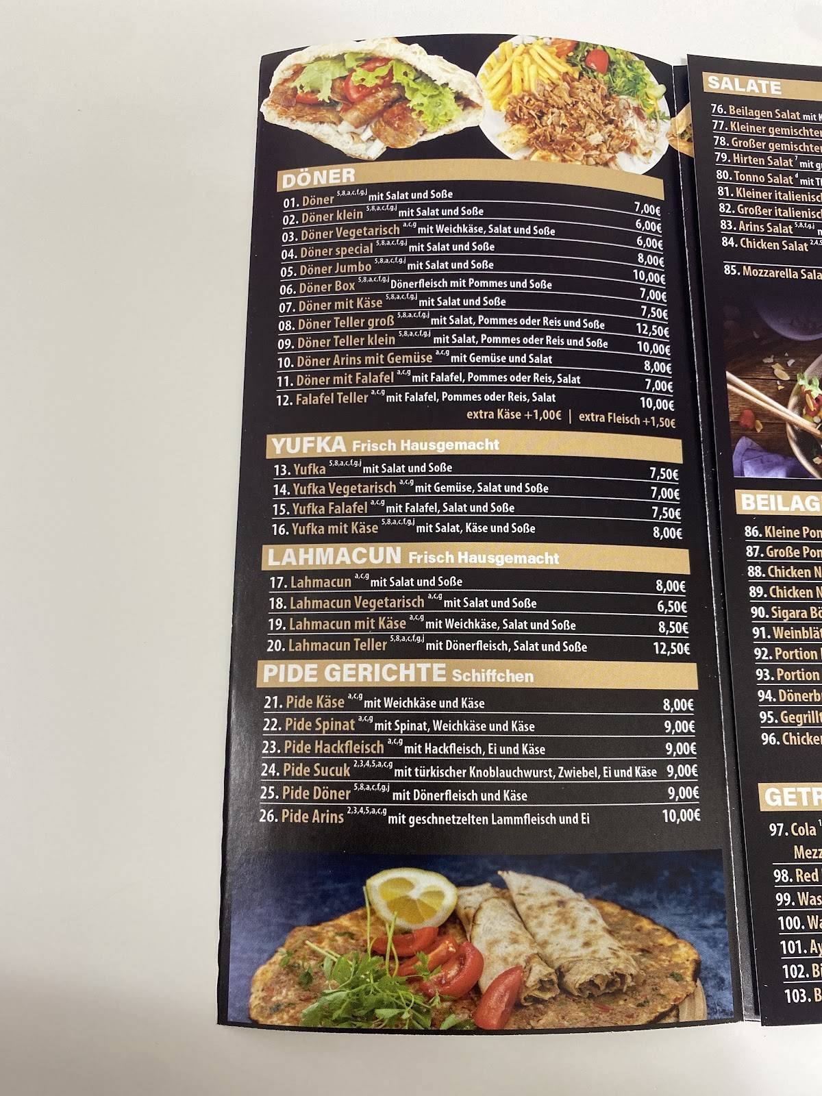 Arin’s Kebap Haus меню