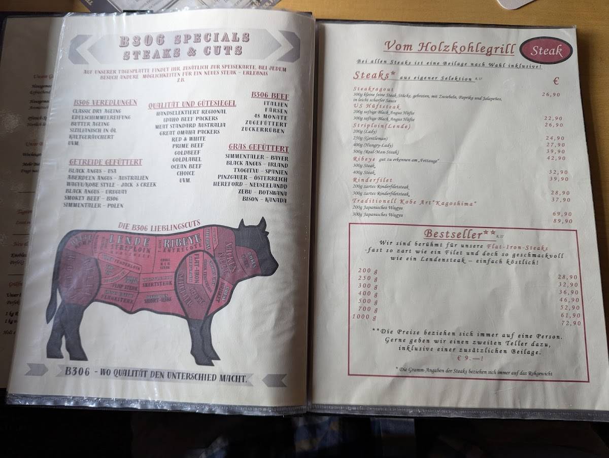 B306 Steaks, Burgers & More меню