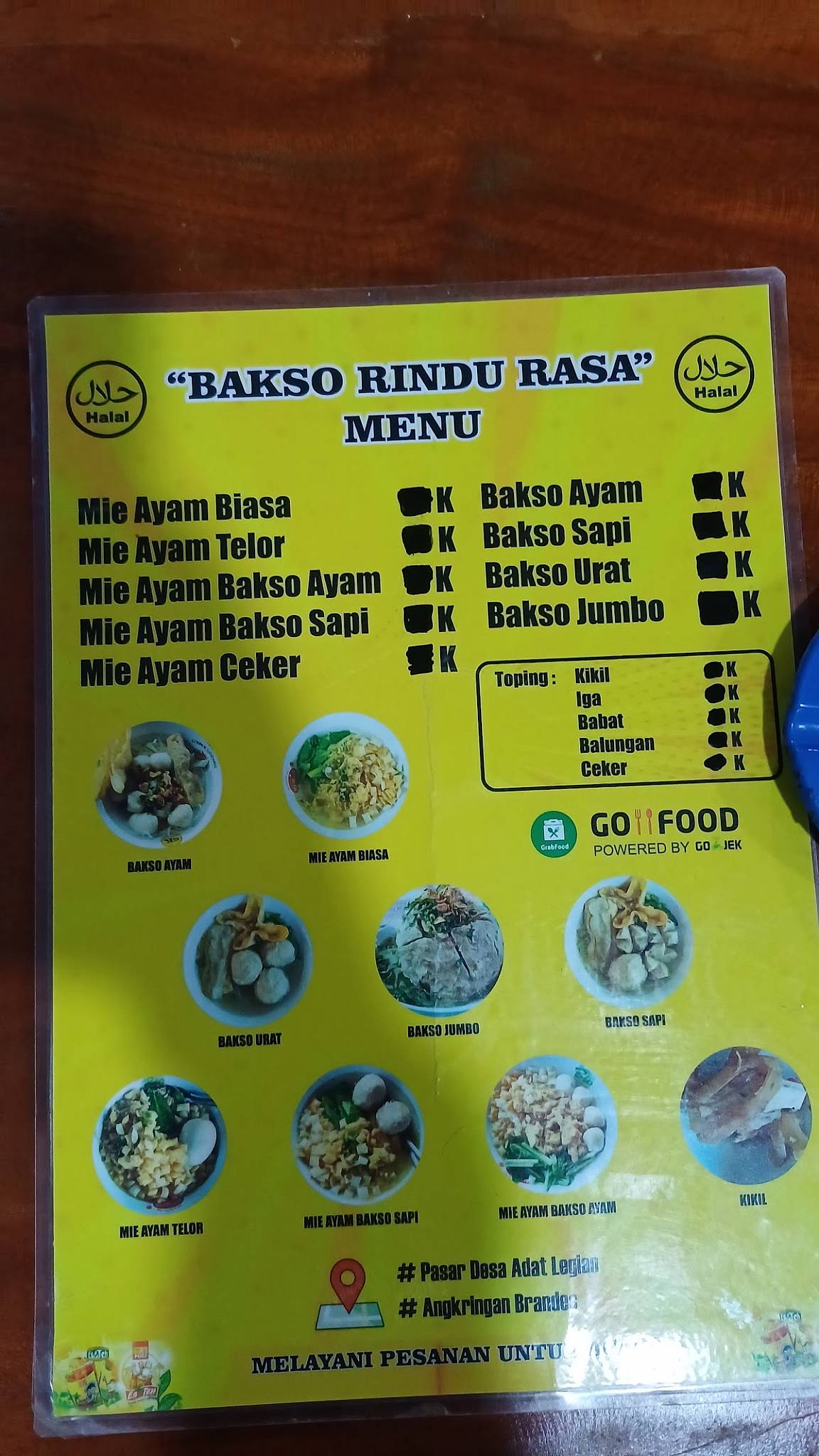 BAKSO RINDU RASA меню